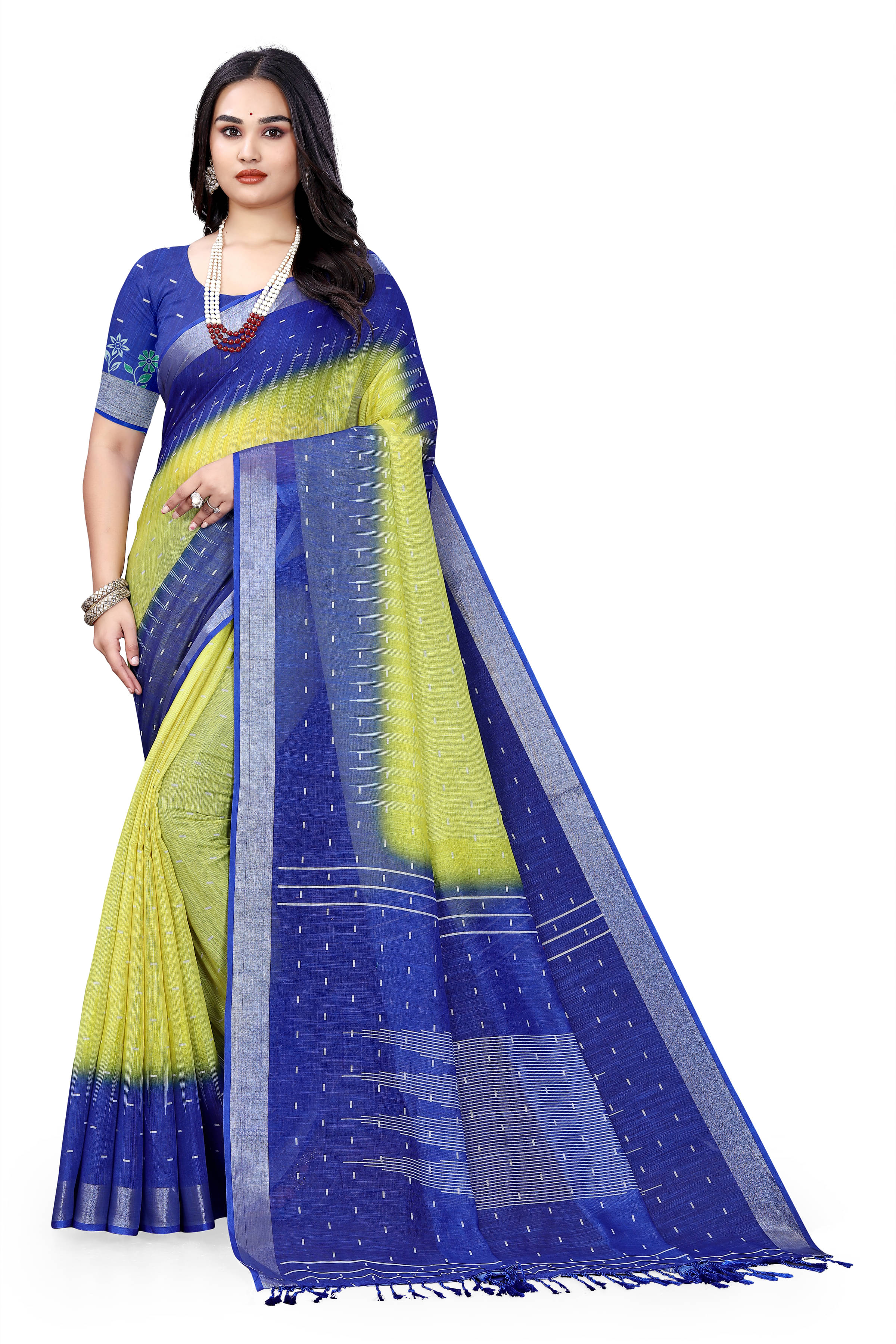 Kalpana Creation Linen Printed Saree With Unstitched Blouse Piece ( Lime Green ) Kalpana Creation Linen Printed Saree With Unstitched Blouse Piece ( Lime Green )