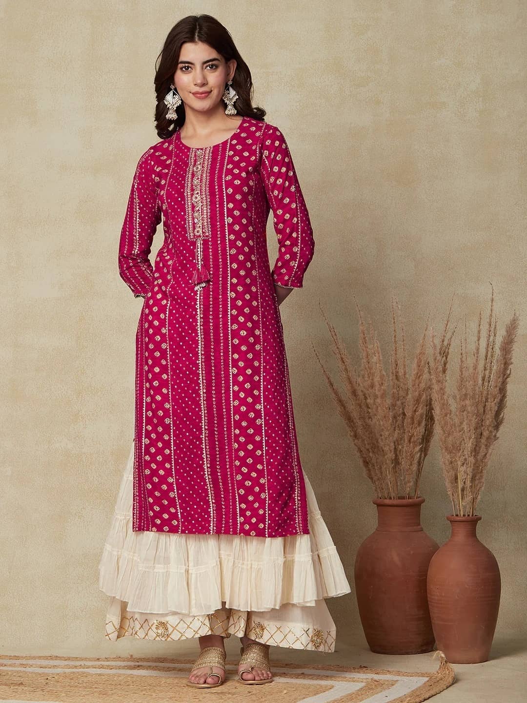 Kapadia Pack of 1 Rayon Printed Straight Women's Kurti - ( Pink ) - Kurtis, Tunics | Buy online on ZillyBuy