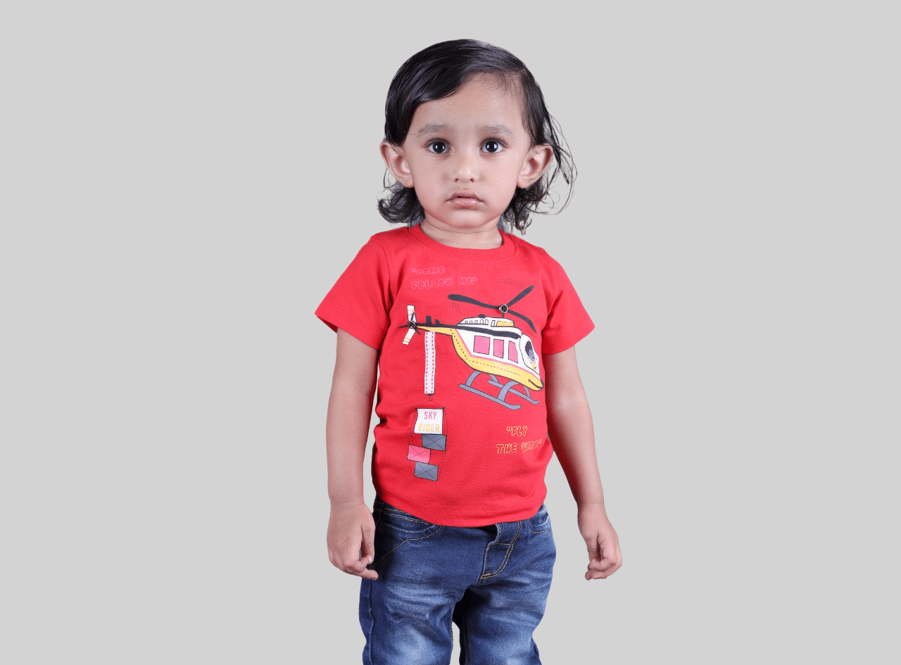     			Kidzee Kingdom Pack of 1 Boys Cotton T-Shirt ( Red )