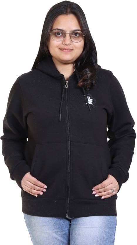 LOVE LONDON Polyester Women's Zippered Sweatshirt ( Black )