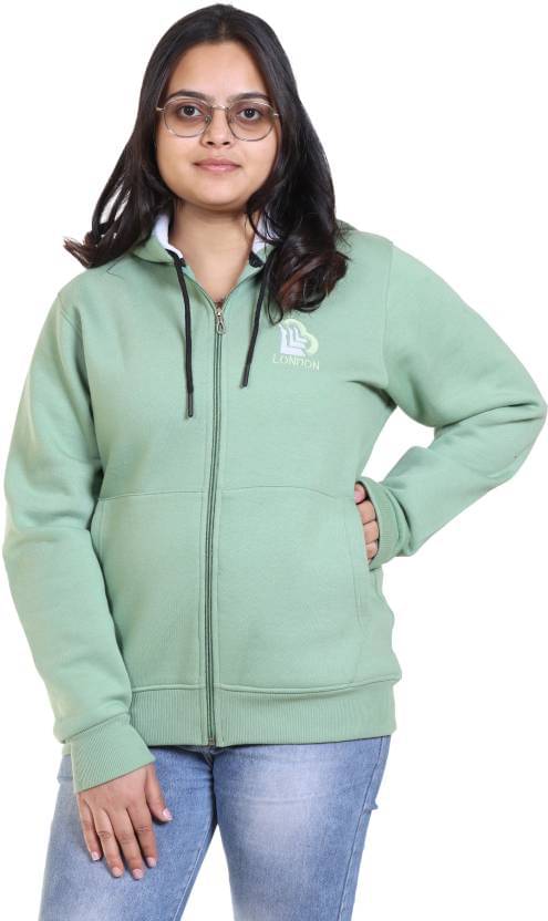 LOVE LONDON Women Polyester Hooded Sweatshirt ( Green )     			LOVE LONDON Women Polyester Hooded Sweatshirt ( Green )