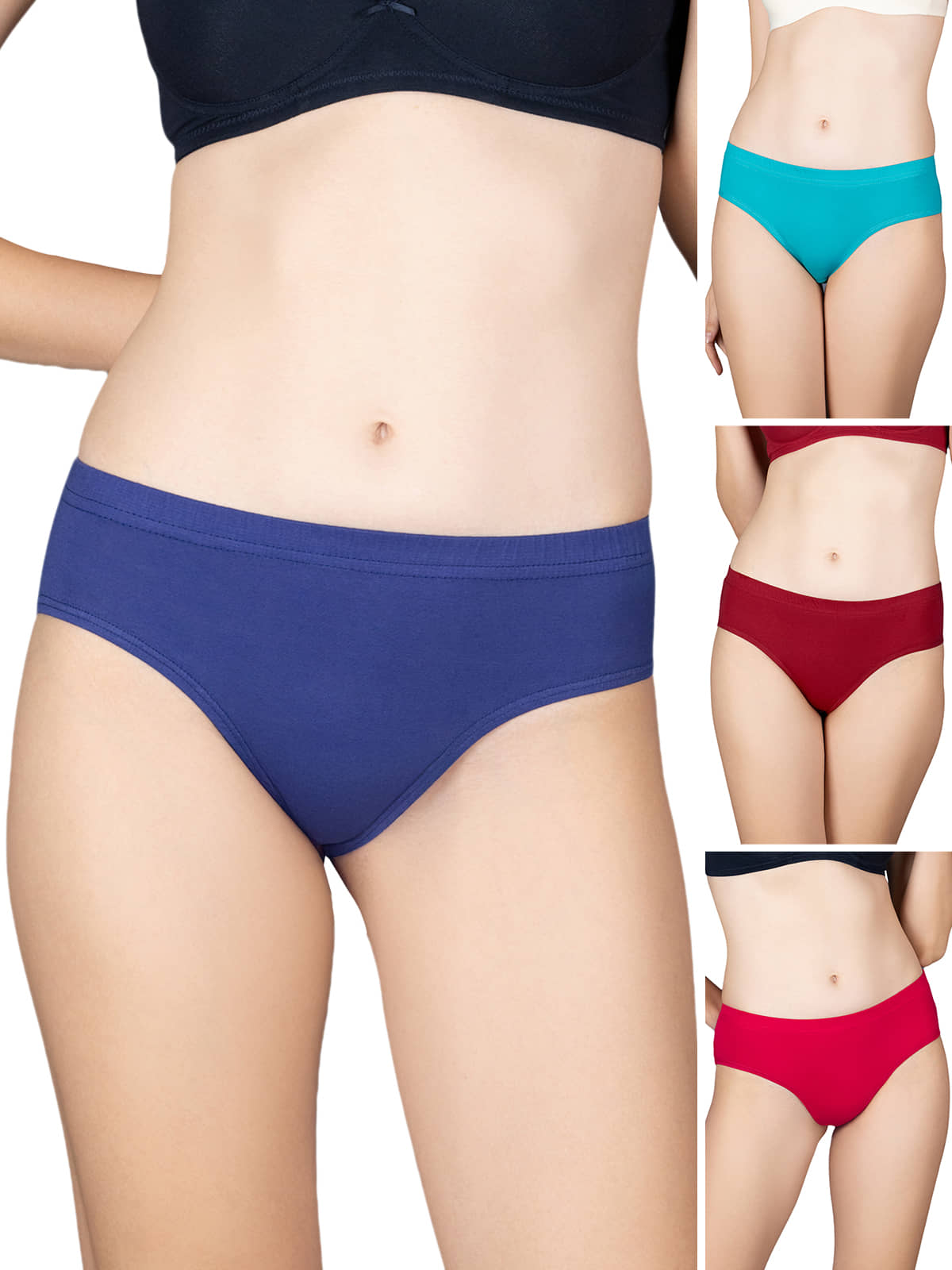 Lux Cozi Pack of 4 Cotton Hipster For Women ( Multi Color )