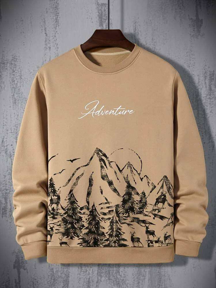 Merriment Fleece Round Neck Men's Sweatshirt - Beige ( Pack of 1 )     			Merriment Fleece Round Neck Men's Sweatshirt - Beige ( Pack of 1 )