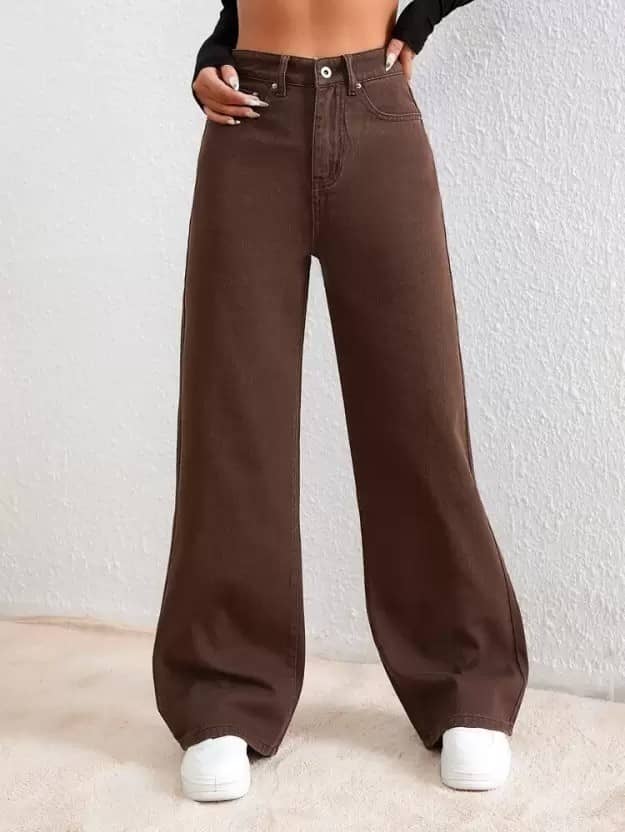 Niffer Fashion - Brown Denim Wide Leg Women's Jeans ( Pack of 1 ) - Jeans | Buy online on ZillyBuy