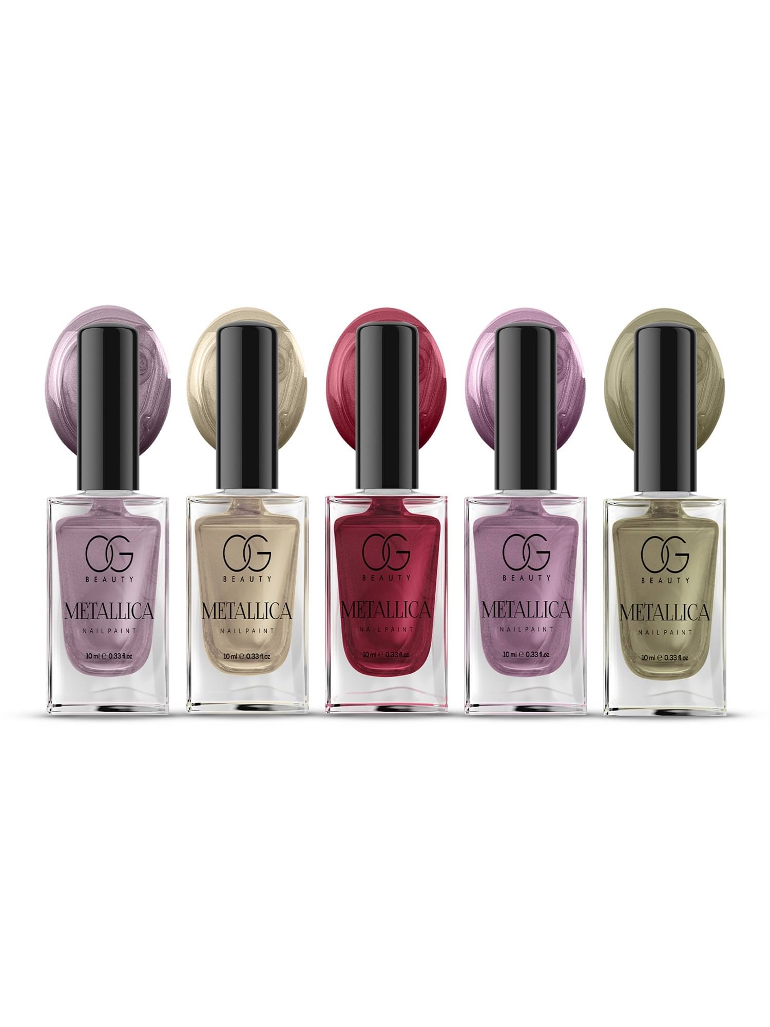     			OG BEAUTY Multi Metallic Nail Polish 50 ( Pack of 5 )
