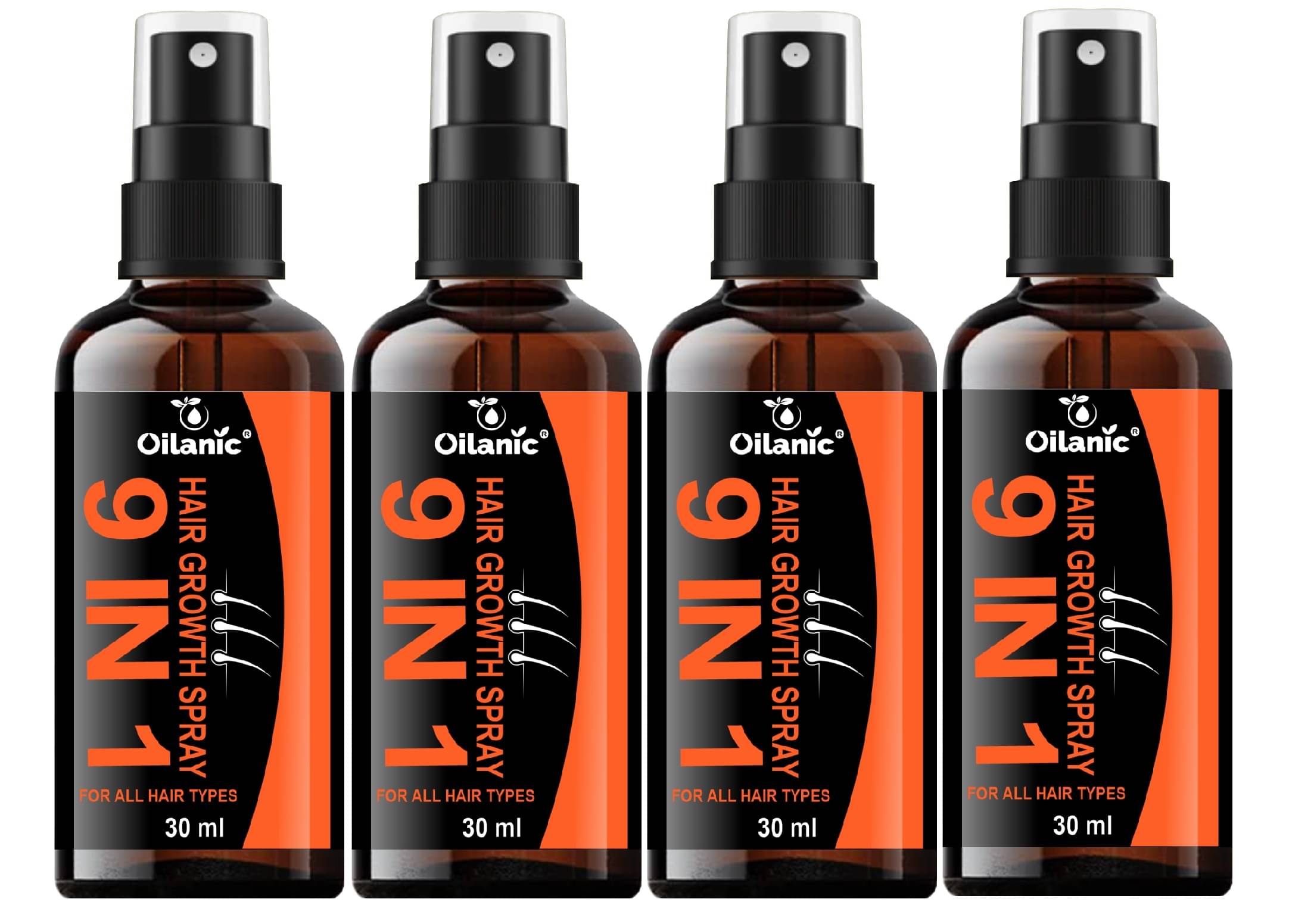 Oilanic 9in1 HairGrowthSpray Hair Serum 30 mL Pack of 4 Oilanic 9in1 HairGrowthSpray Hair Serum 30 mL Pack of 4