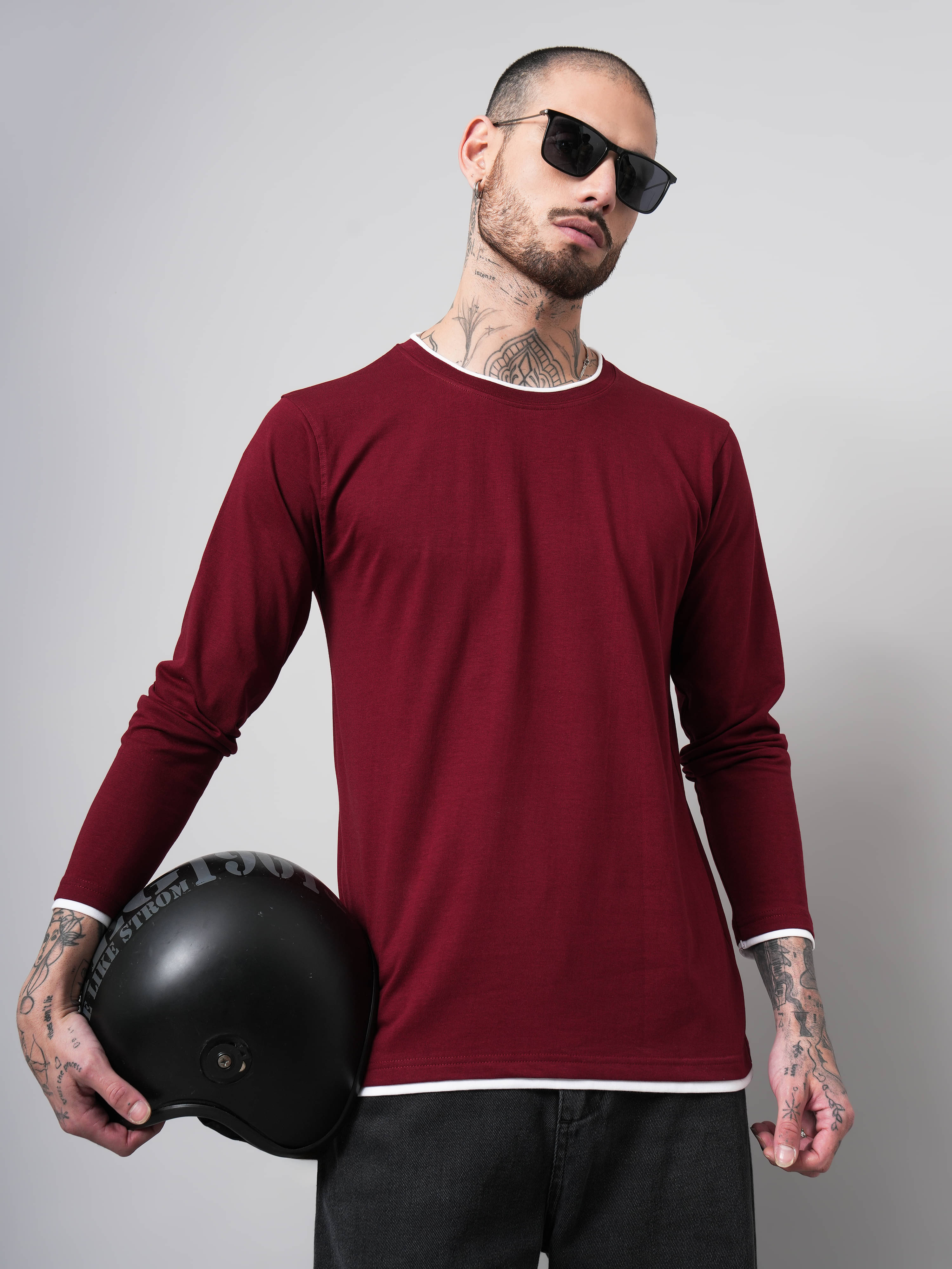 Paul Street Cotton Slim Fit Solid Full Sleeves Men's Round T-Shirt - Maroon ( Pack of 1 ) Paul Street Cotton Slim Fit Solid Full Sleeves Men's Round T-Shirt - Maroon ( Pack of 1 )