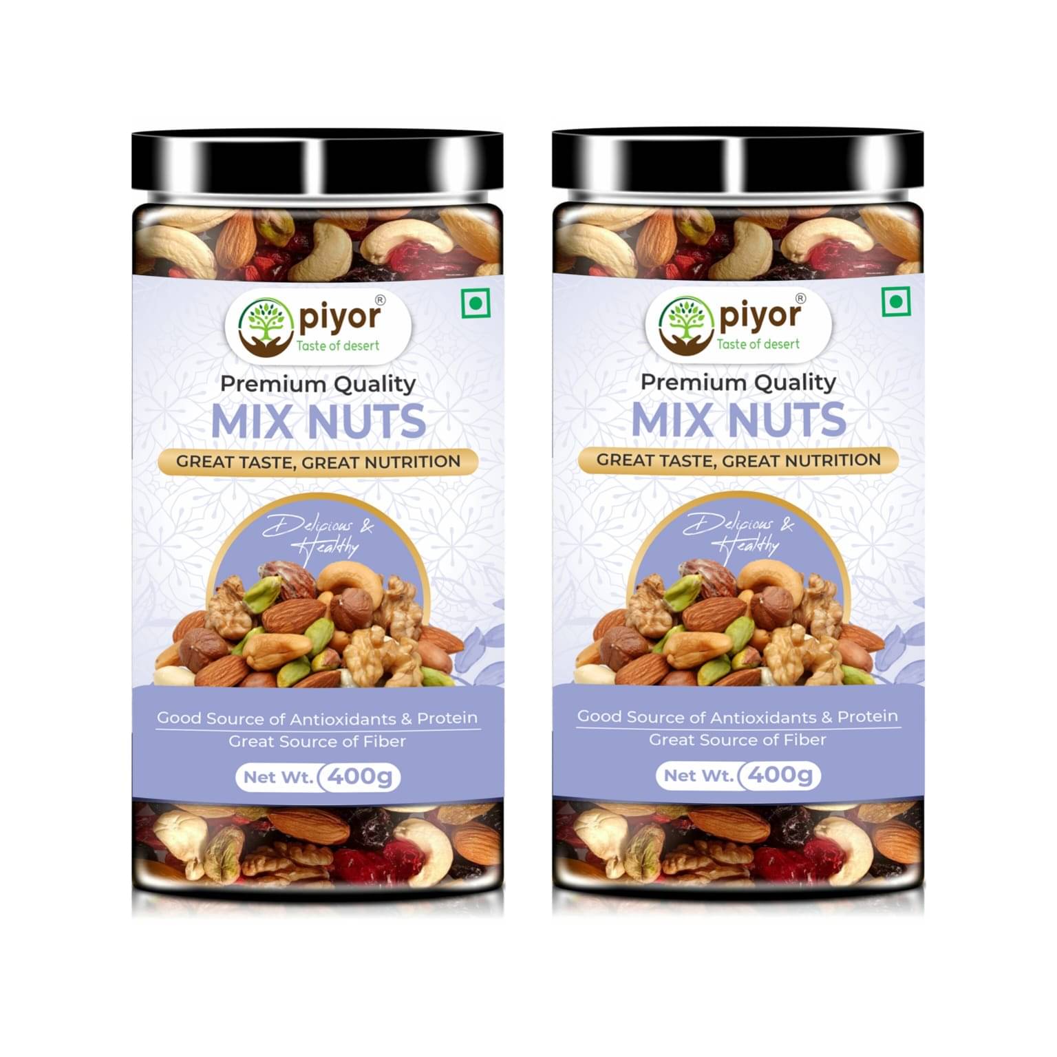 Piyor Mixed Nuts (Healthy Dry Fruits Mix) 400g Pack of 2 Piyor Mixed Nuts (Healthy Dry Fruits Mix) 400g Pack of 2