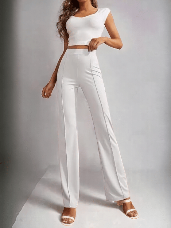     			Qyaas Pack of 1 Lycra Regular Women's Slit Pants ( White )