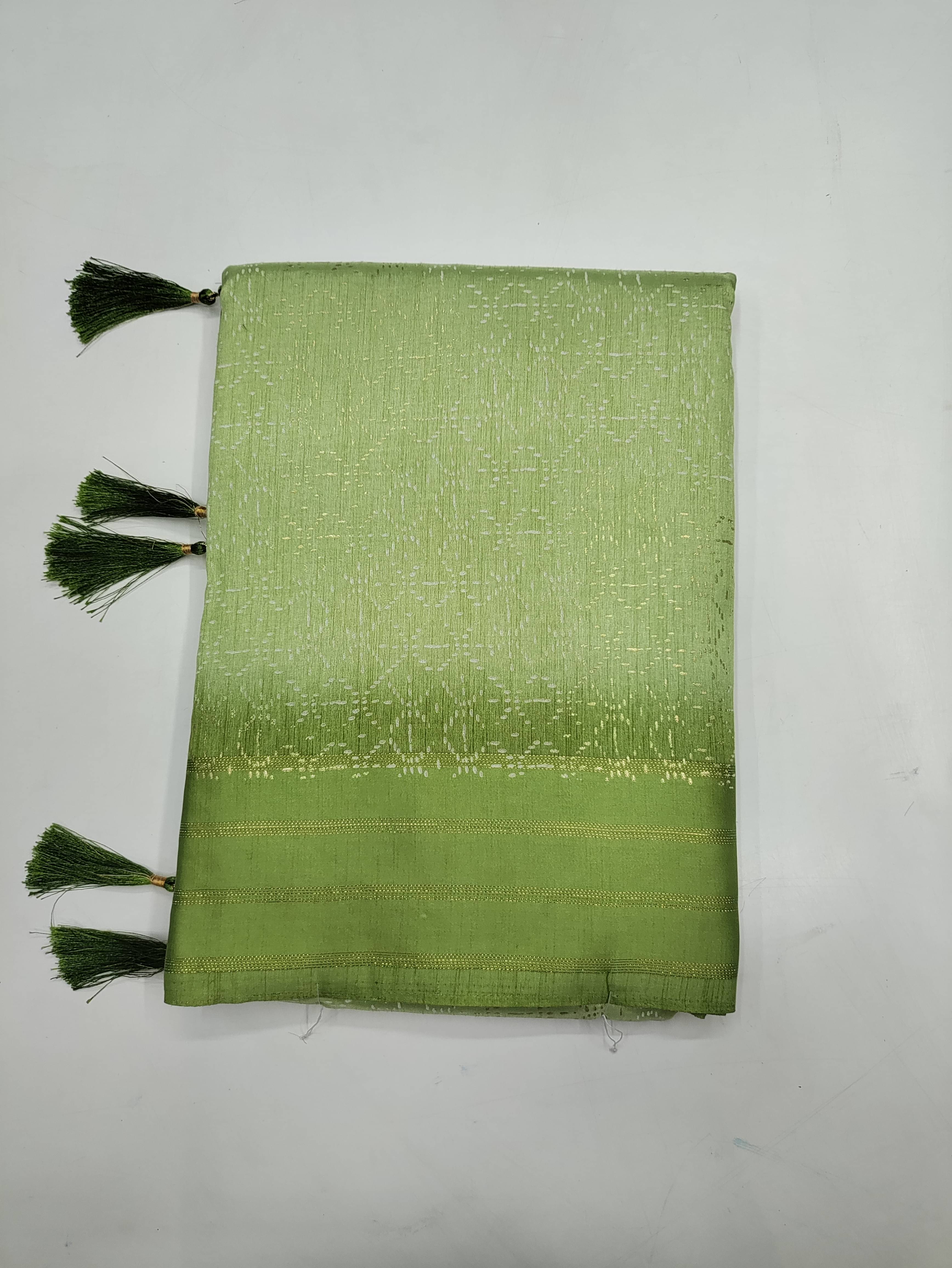    			RekhaManiyar Silk Blend Printed Saree With Unstitched Blouse Piece ( Green )