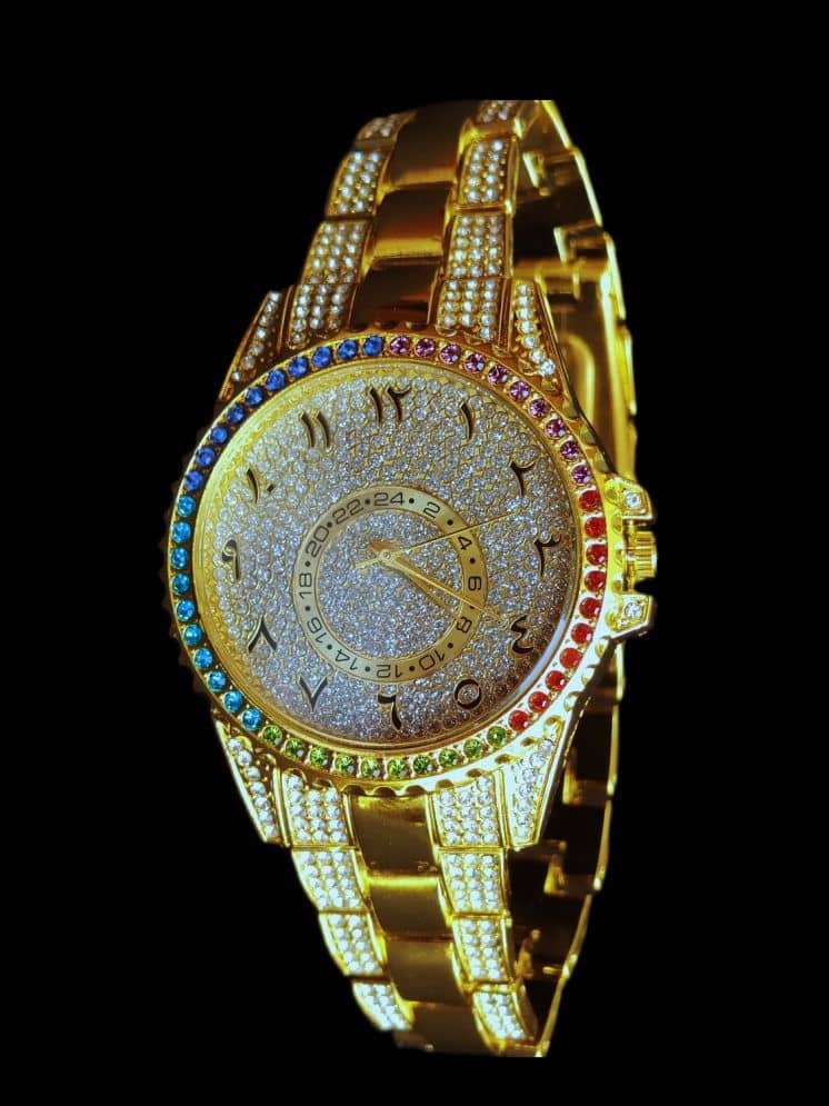 Rhonium Gold Metal Analog Men's Watch