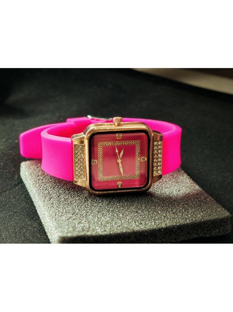     			Rhonium Magenta PU Analog Womens Watch