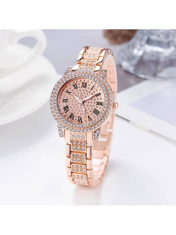     			Rhonium Rose Gold Metal Analog Womens Watch
