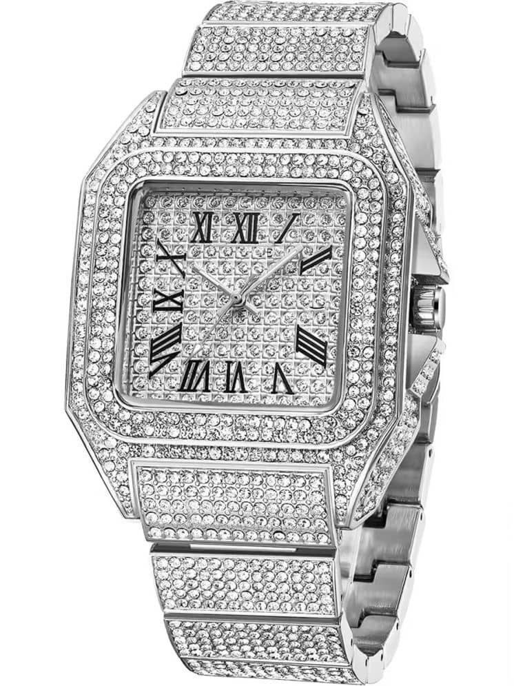 Rhonium Silver Metal Analog Men's Watch