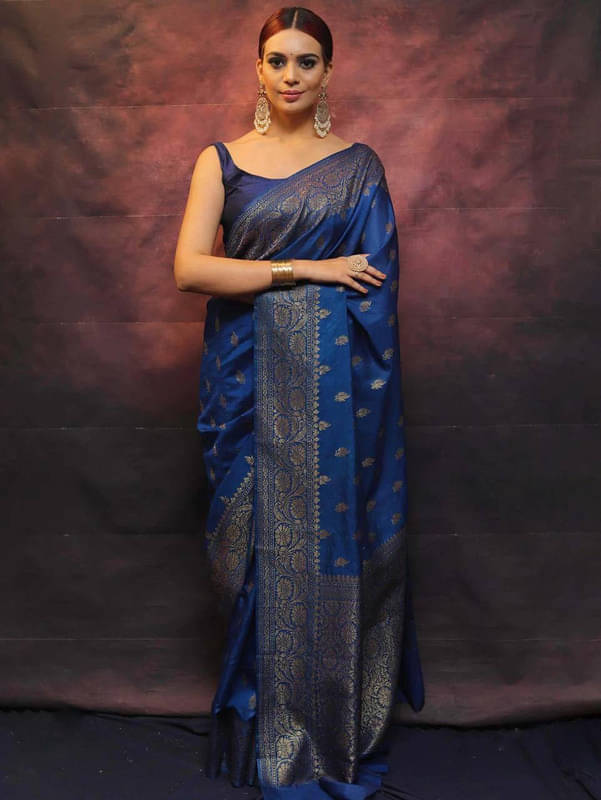 Sanwariya Silks Silk Blend Woven Saree With Unstitched Blouse Piece ( Rama ) Sanwariya Silks Silk Blend Woven Saree With Unstitched Blouse Piece ( Rama )
