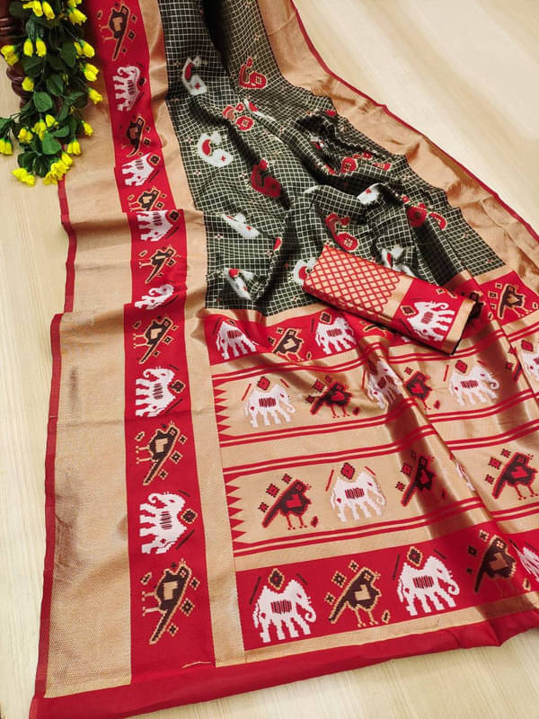 Sanwariya Silks Silk Blend Checks Saree With Unstitched Blouse Piece ( Red ) Sanwariya Silks Silk Blend Checks Saree With Unstitched Blouse Piece ( Red )