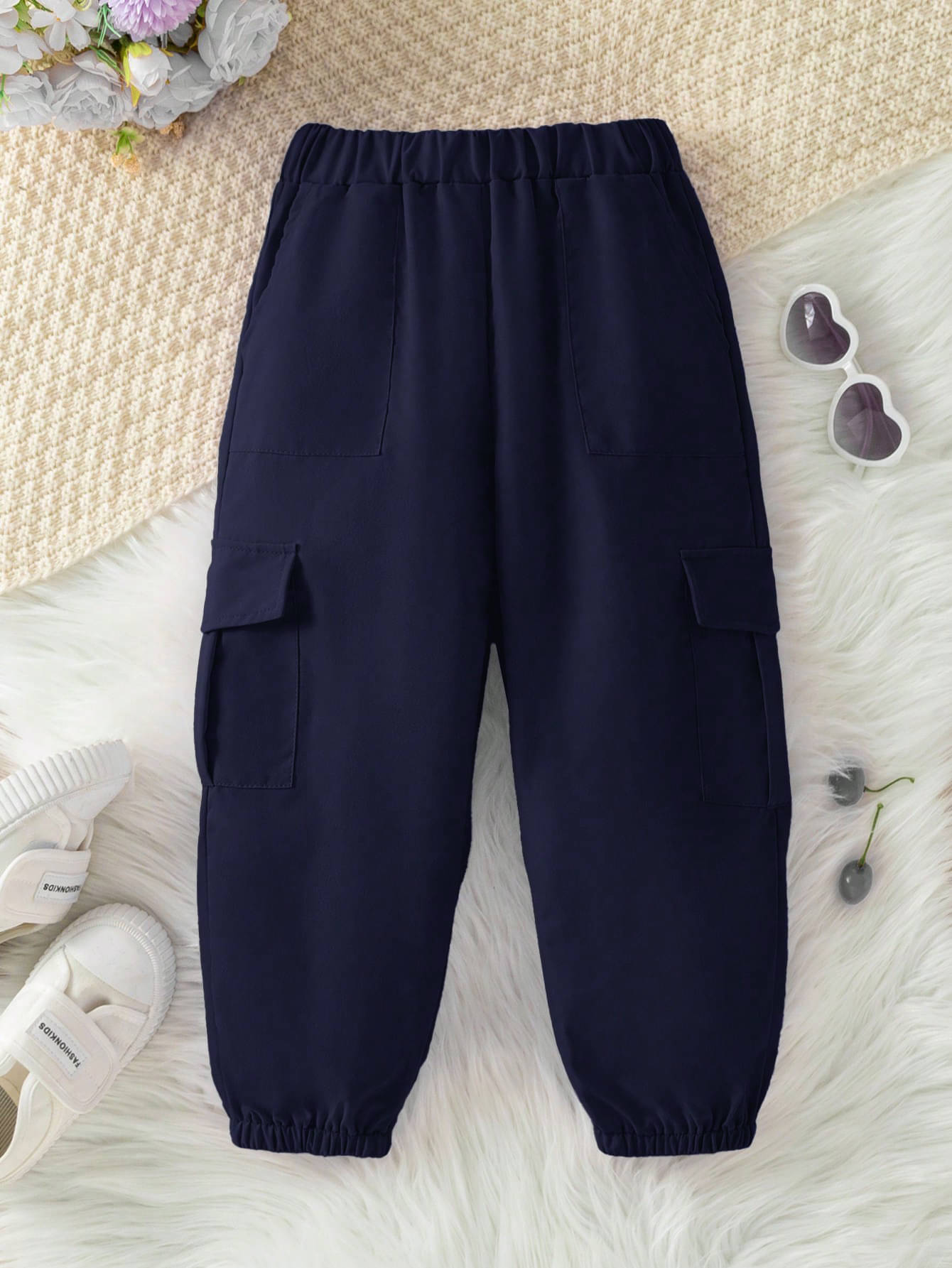     			Shine n Show Pack of 1 Boys Cotton Cargos ( Navy Blue )