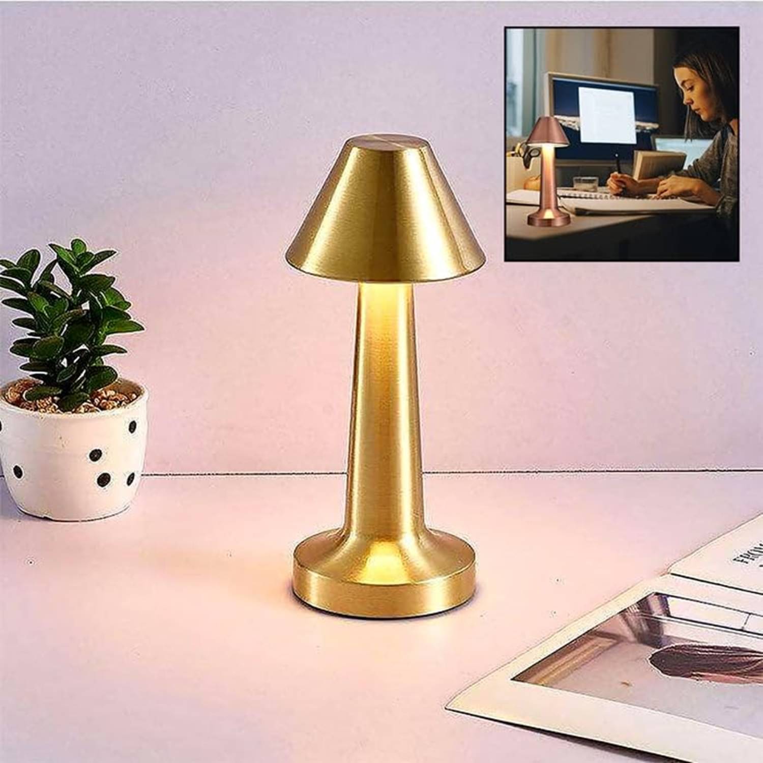    			Shopeleven Gold Table Lamp ( Pack of 1 )