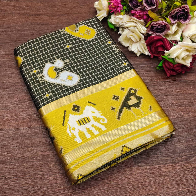 Sitanjali Silk Blend Printed Saree With Unstitched Blouse Piece ( Grey ) Sitanjali Silk Blend Printed Saree With Unstitched Blouse Piece ( Grey )