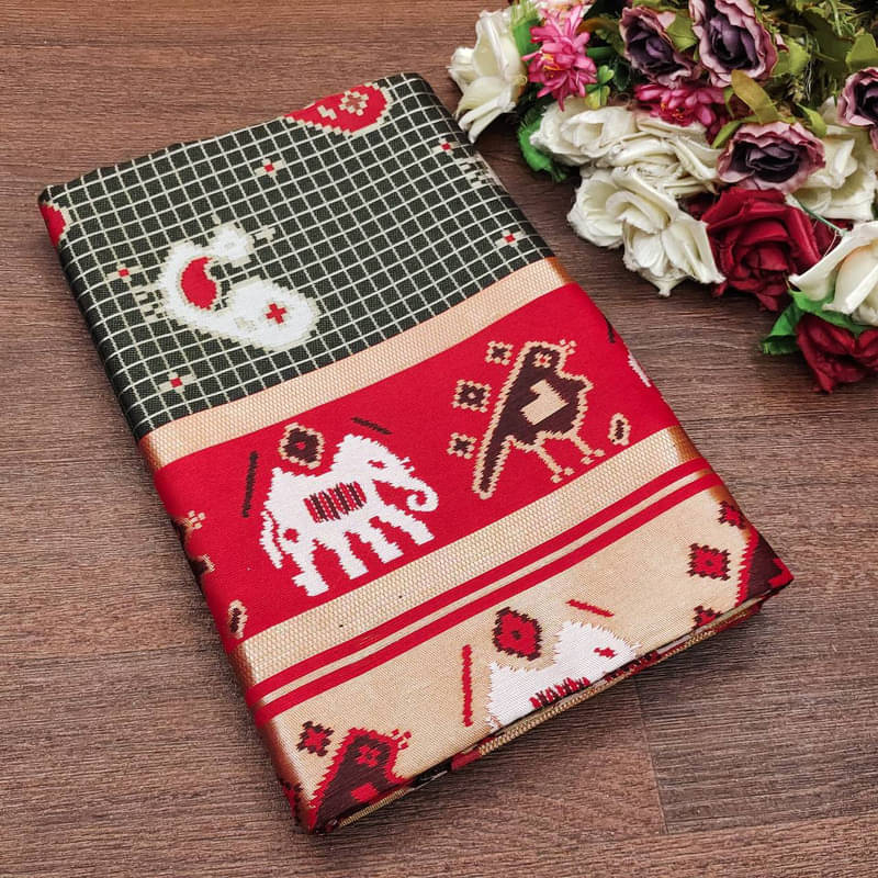 Sitanjali Silk Blend Printed Saree With Unstitched Blouse Piece ( Red ) Sitanjali Silk Blend Printed Saree With Unstitched Blouse Piece ( Red )