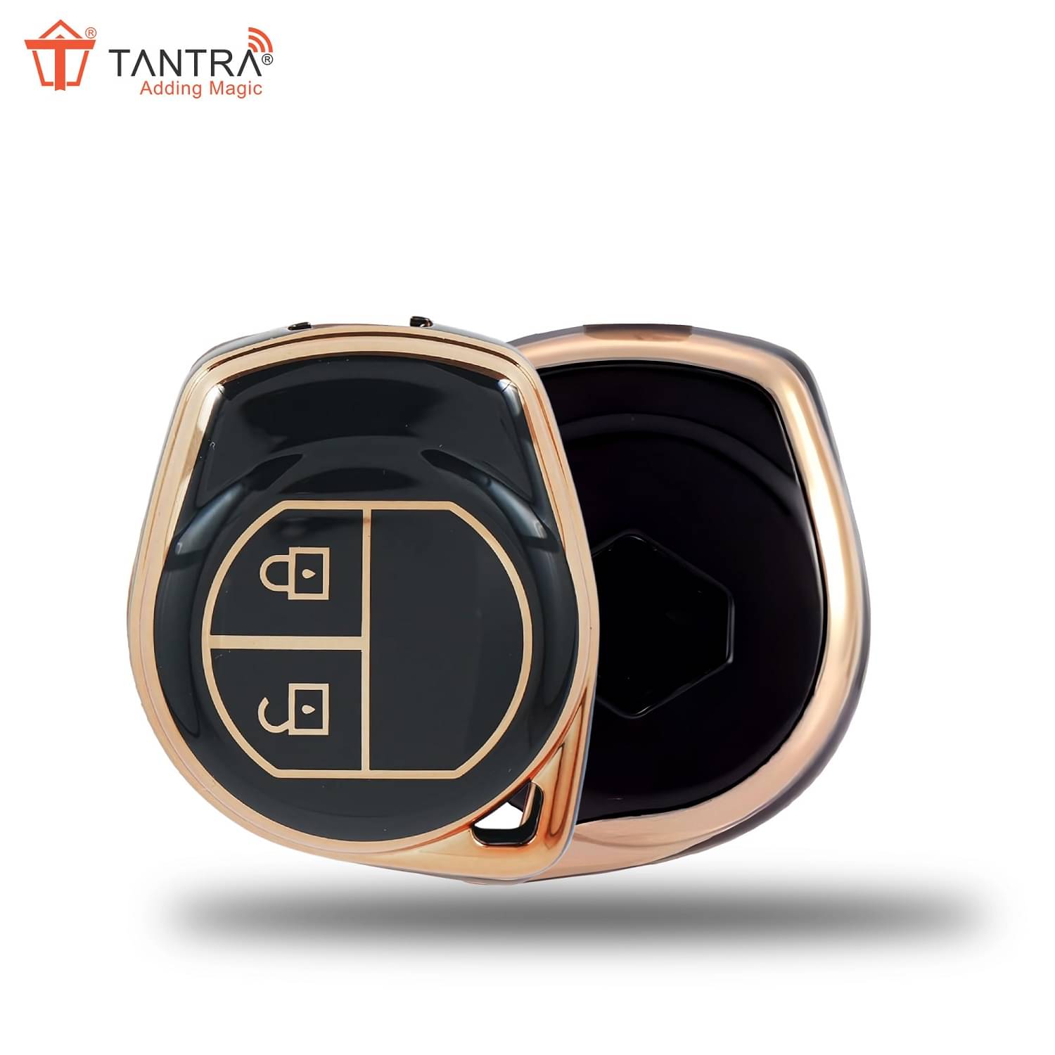    			TANTRA TPU Car Key Cover Black & Golden Compatible for Maruti Suzuki Swift, Brezza, Ciaz, Celerio, Wagonar, S-presso, S-Cross,