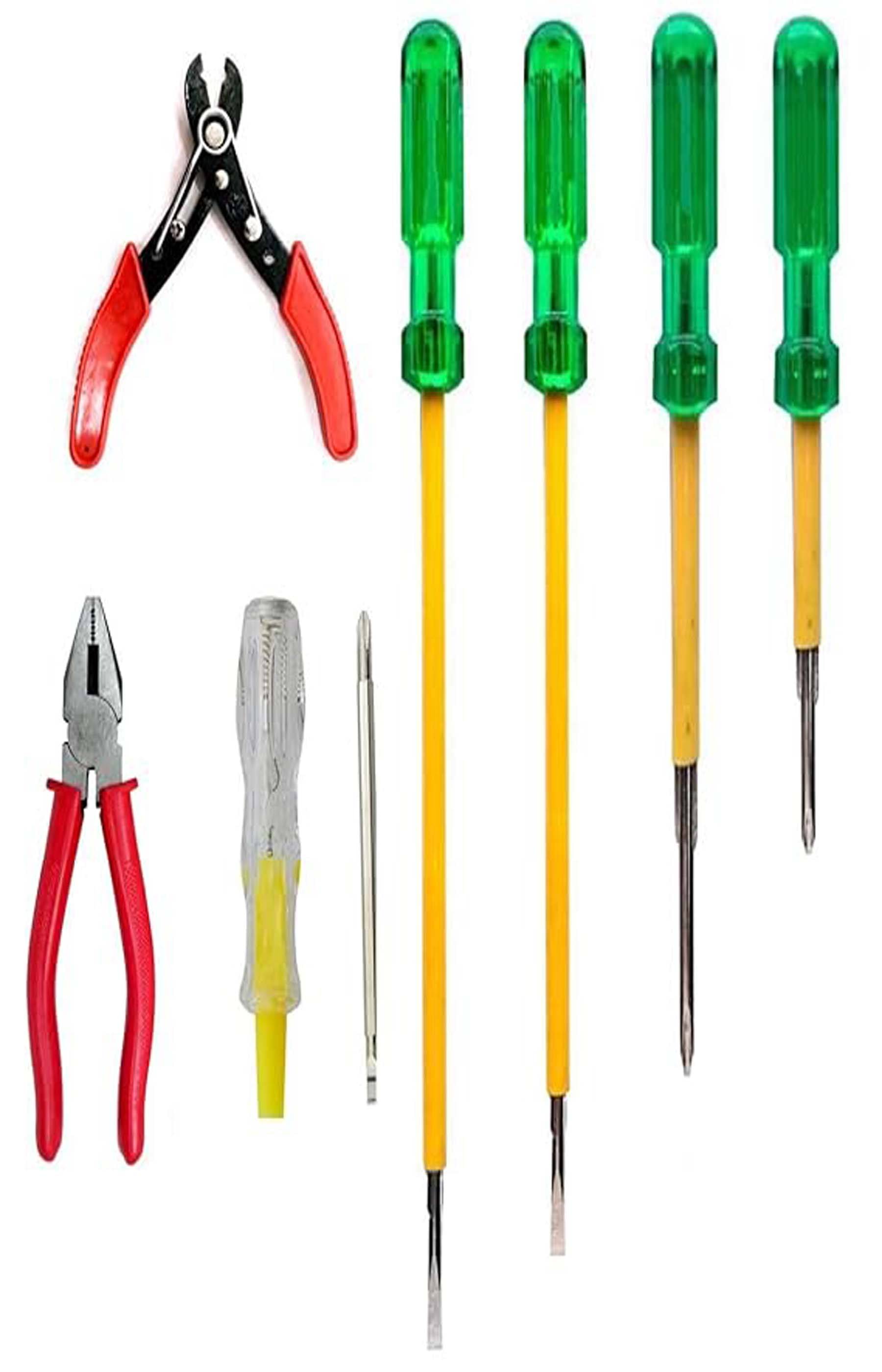    			Tools For Home | Screwdriver Set | Screwdriver Set Tools Kit | Hand Tool Set With Lineman Plier, 5 Piece Screwdriver Set & Claw Hammer | Electrical Tools