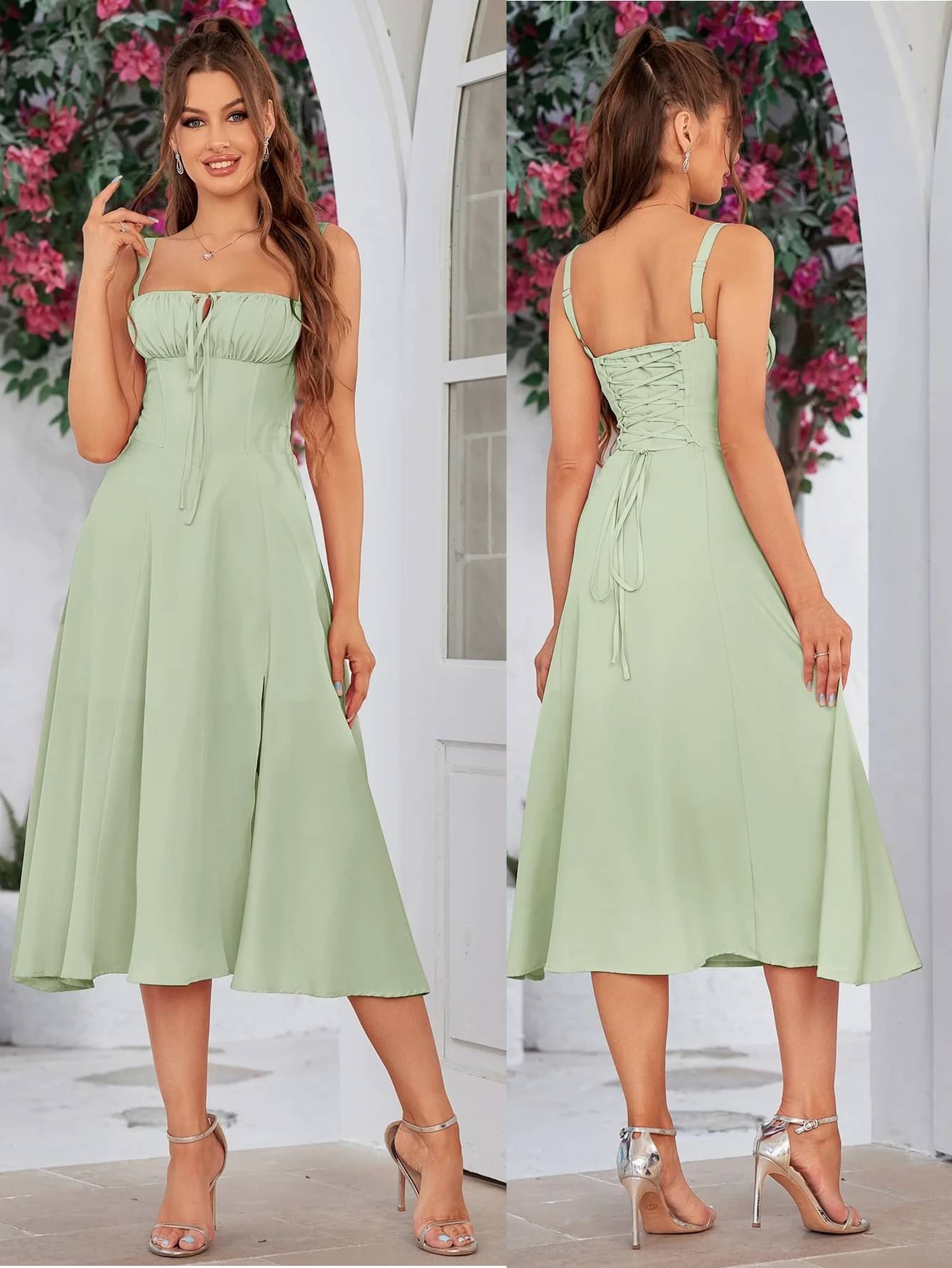     			Traquila Women Lycra Solid Bodycon Dress ( Sea Green )