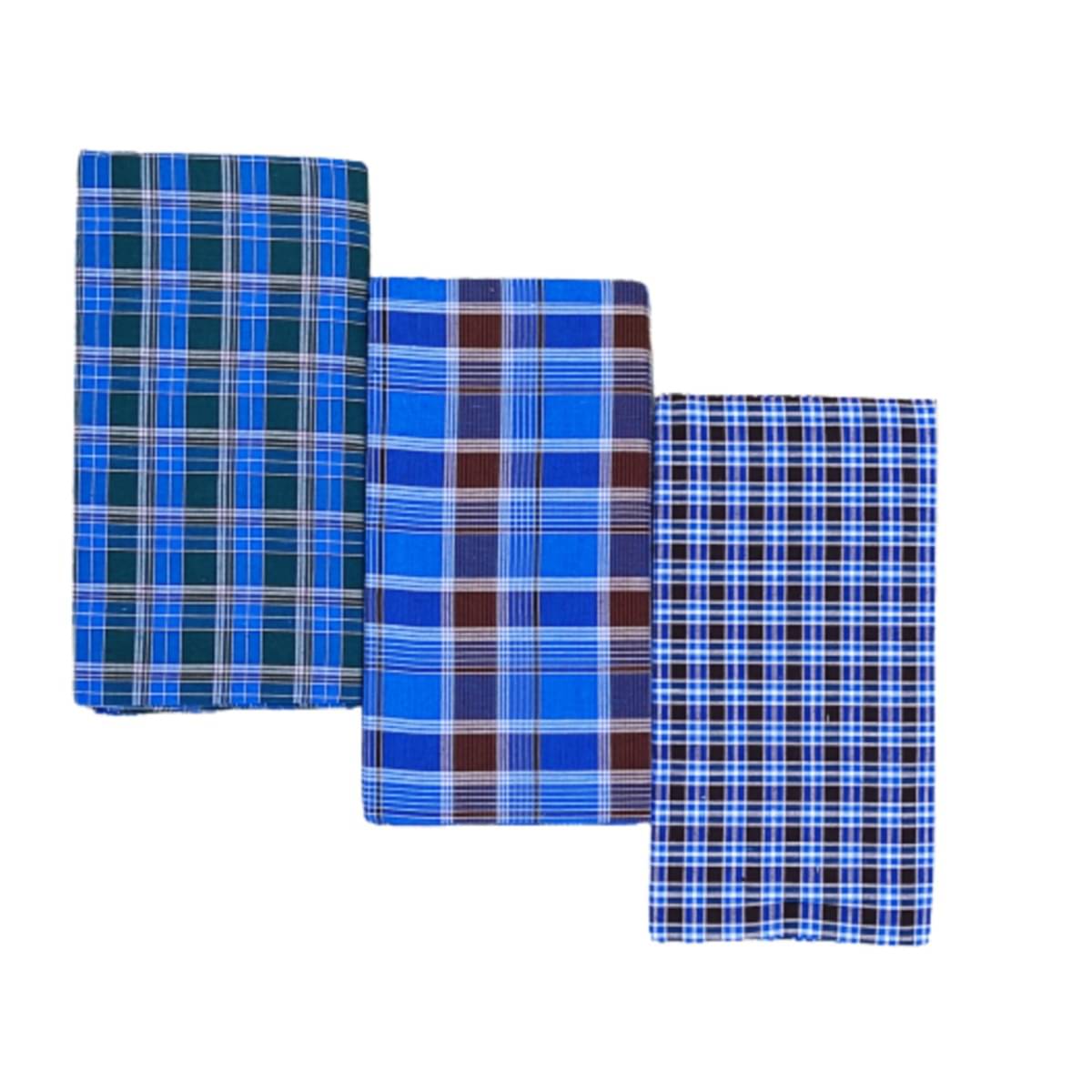 VUNNAVA Polyester Men's Lungi Multi ( Pack of 3 ) VUNNAVA Polyester Men's Lungi Multi ( Pack of 3 )