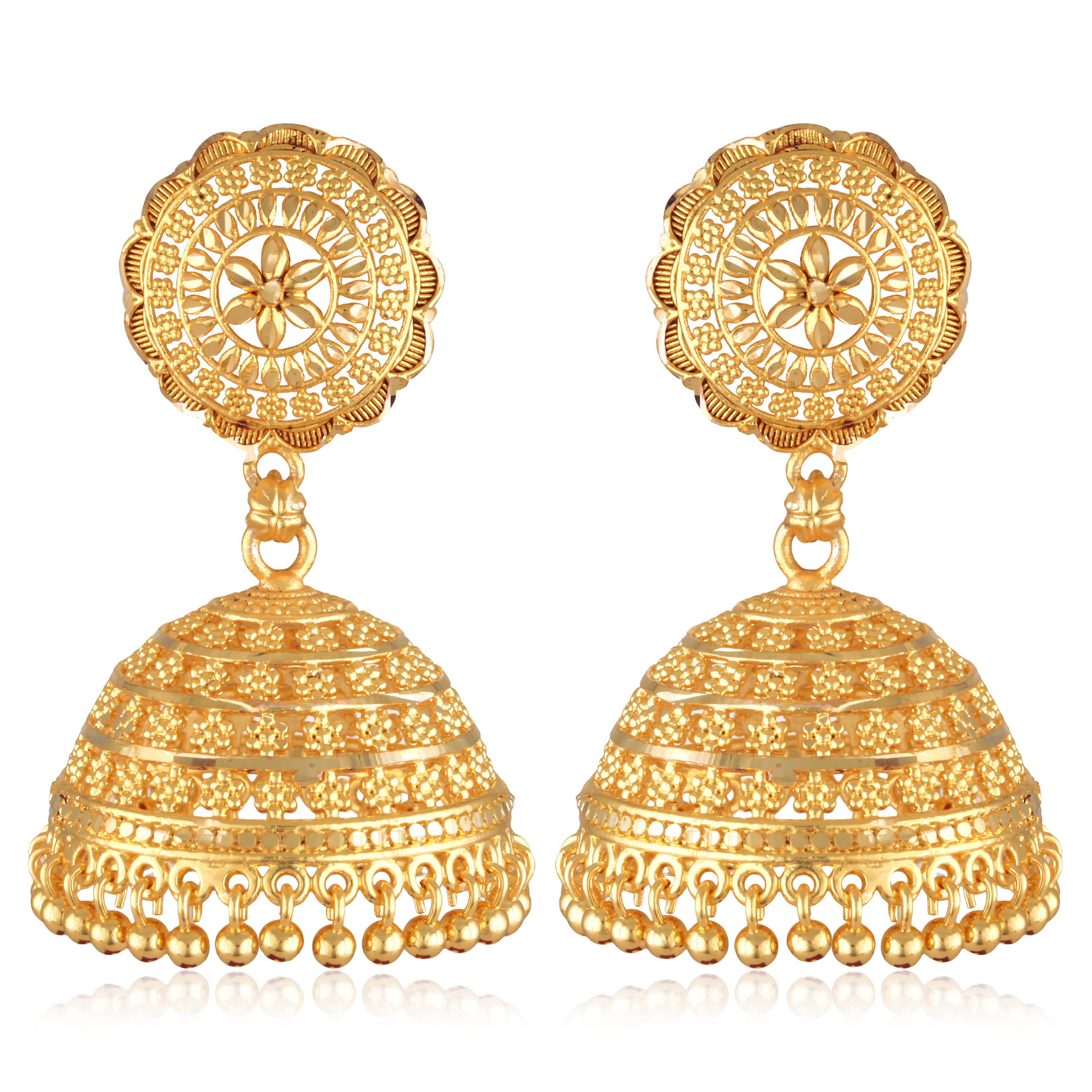 Vighnaharta Golden Jhumki Earrings ( Pack of 1 ) - Earrings | Buy online on ZillyBuy