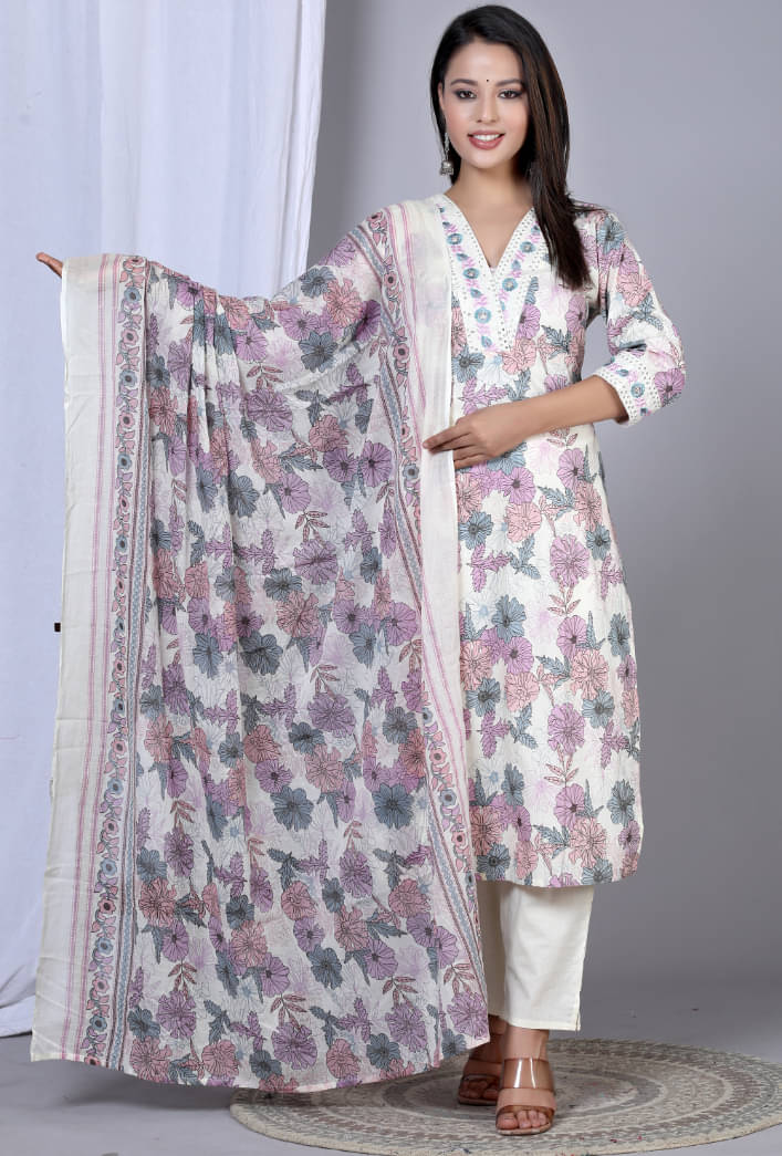 Yash Gallery Cotton Printed Kurti With Pants Women's Stitched Salwar Suit - Pink ( Pack of 1 ) Yash Gallery Cotton Printed Kurti With Pants Women's Stitched Salwar Suit - Pink ( Pack of 1 )