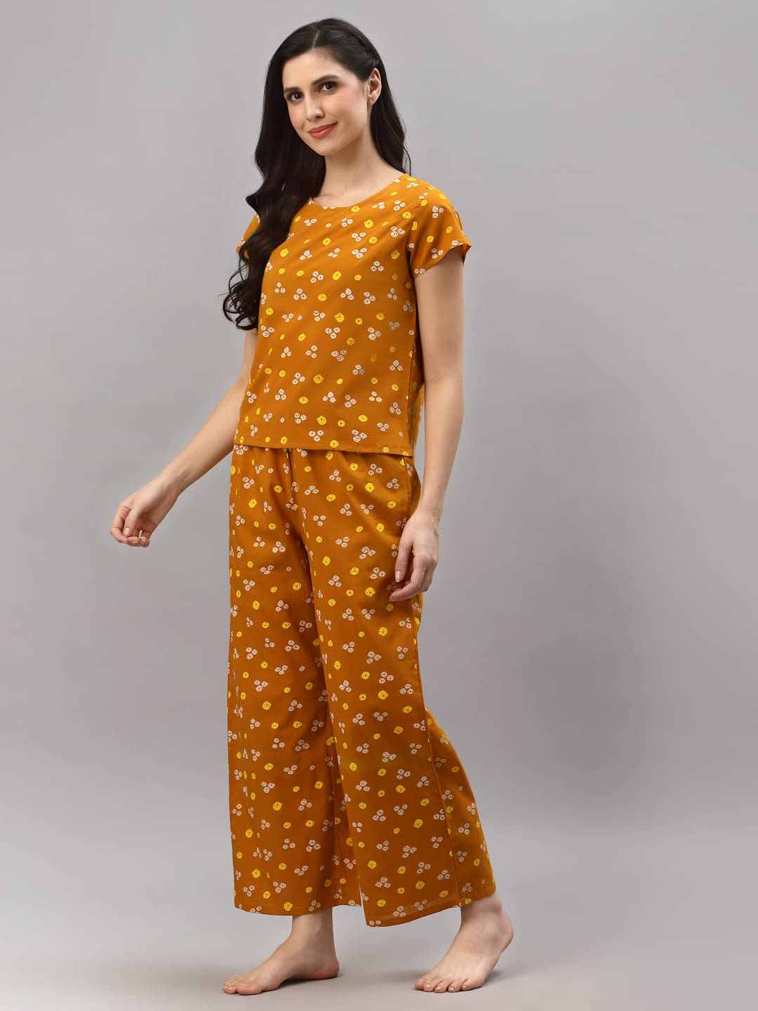     			Yash Gallery Mustard Cotton Women's Nightwear Nightsuit Sets ( Pack of 1 )