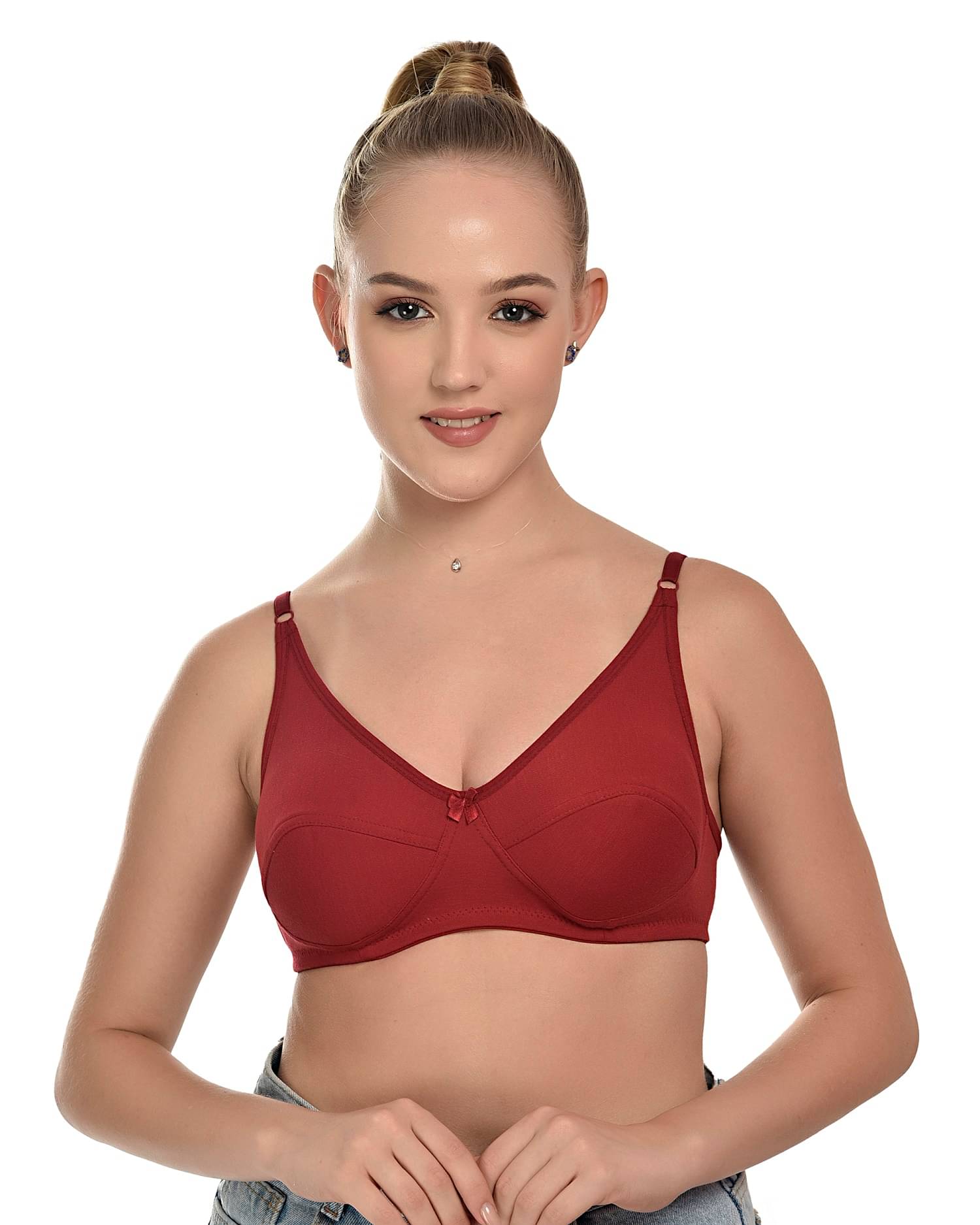     			Zourt Pack of 1 Cotton Non Padded Everyday Bra For Women ( Maroon )