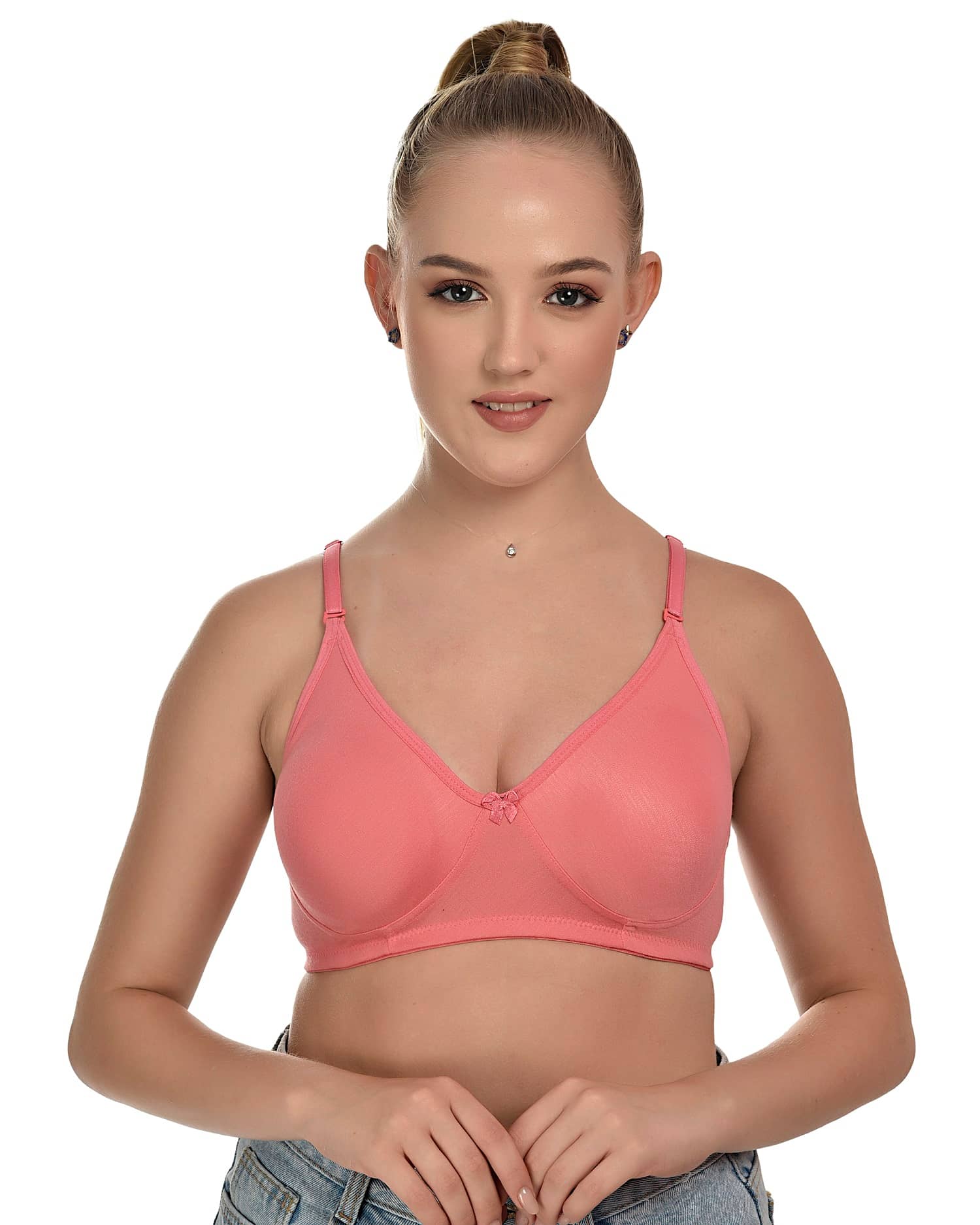 Zourt Pack of 1 Cotton Non Padded Everyday Bra For Women ( Orange )