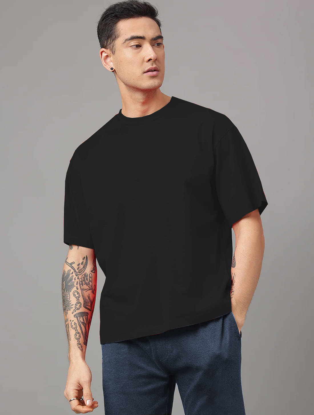 clafoutis Cotton Oversized Fit Solid Half Sleeves Men's Round T-Shirt - Black ( Pack of 1 ) clafoutis Cotton Oversized Fit Solid Half Sleeves Men's Round T-Shirt - Black ( Pack of 1 )