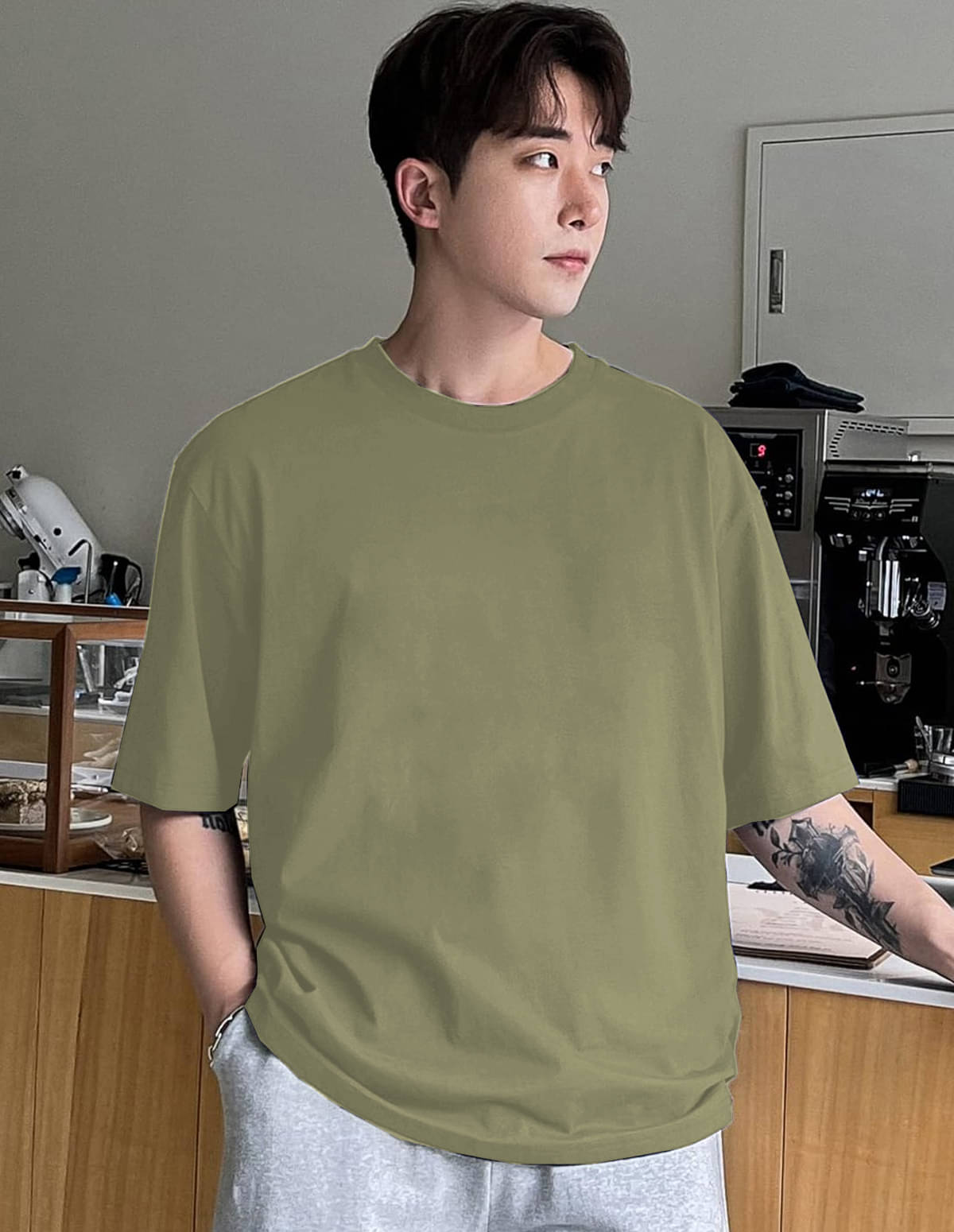     			clafoutis Cotton Oversized Fit Solid Half Sleeves Men's Round T-Shirt - Mint Green ( Pack of 1 )