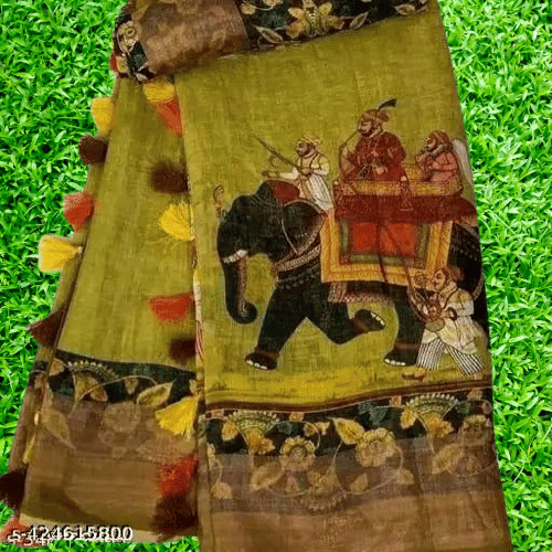     			mahalaxmi fab Cotton Printed Saree With Unstitched Blouse Piece ( Green )