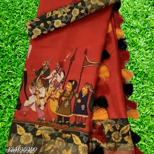     			mahalaxmi fab Cotton Printed Saree With Unstitched Blouse Piece ( Red )