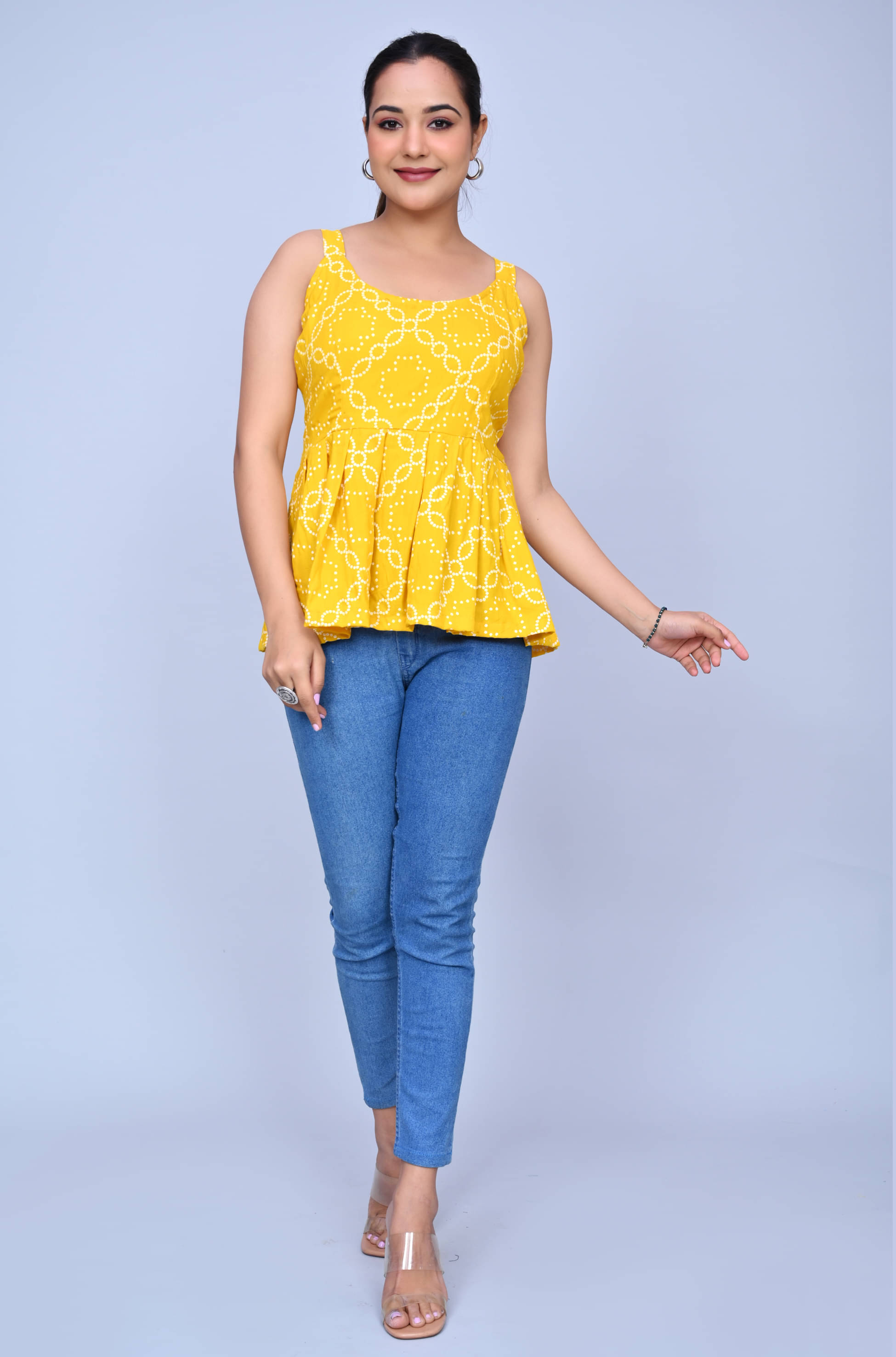     			ravishree Women's Rayon Regular Top ( Yellow )