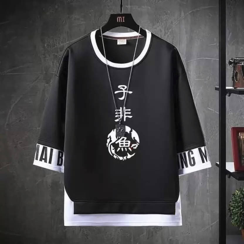 ELBATROSS Polyester Regular Fit Printed Half Sleeves Men's Round T-Shirt - Black ( Pack of 1 ) ELBATROSS Polyester Regular Fit Printed Half Sleeves Men's Round T-Shirt - Black ( Pack of 1 )