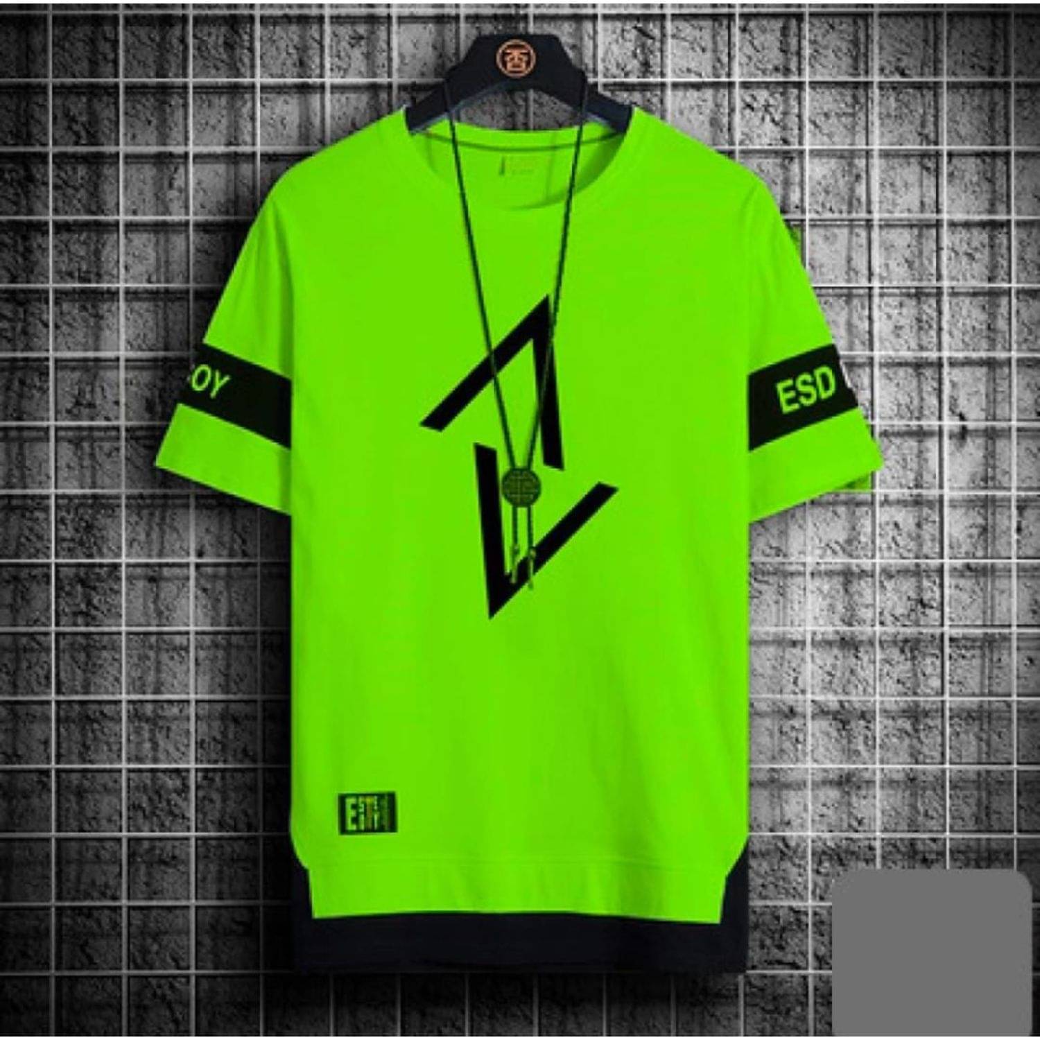     			ELBATROSS Polyester Regular Fit Printed Half Sleeves Men's Round T-Shirt - Light Green ( Pack of 1 )