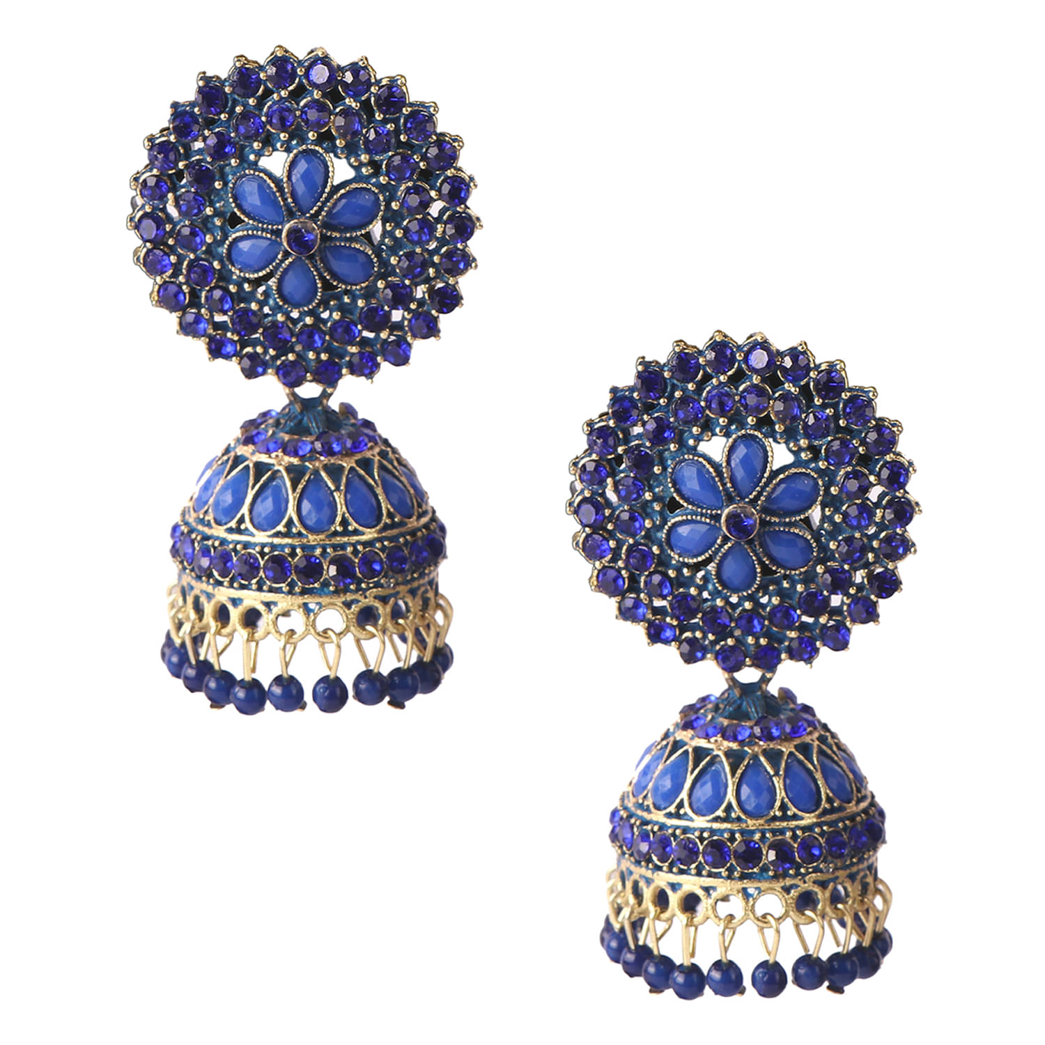     			Keviv Blue Jhumki Earrings ( Pack of 1 )