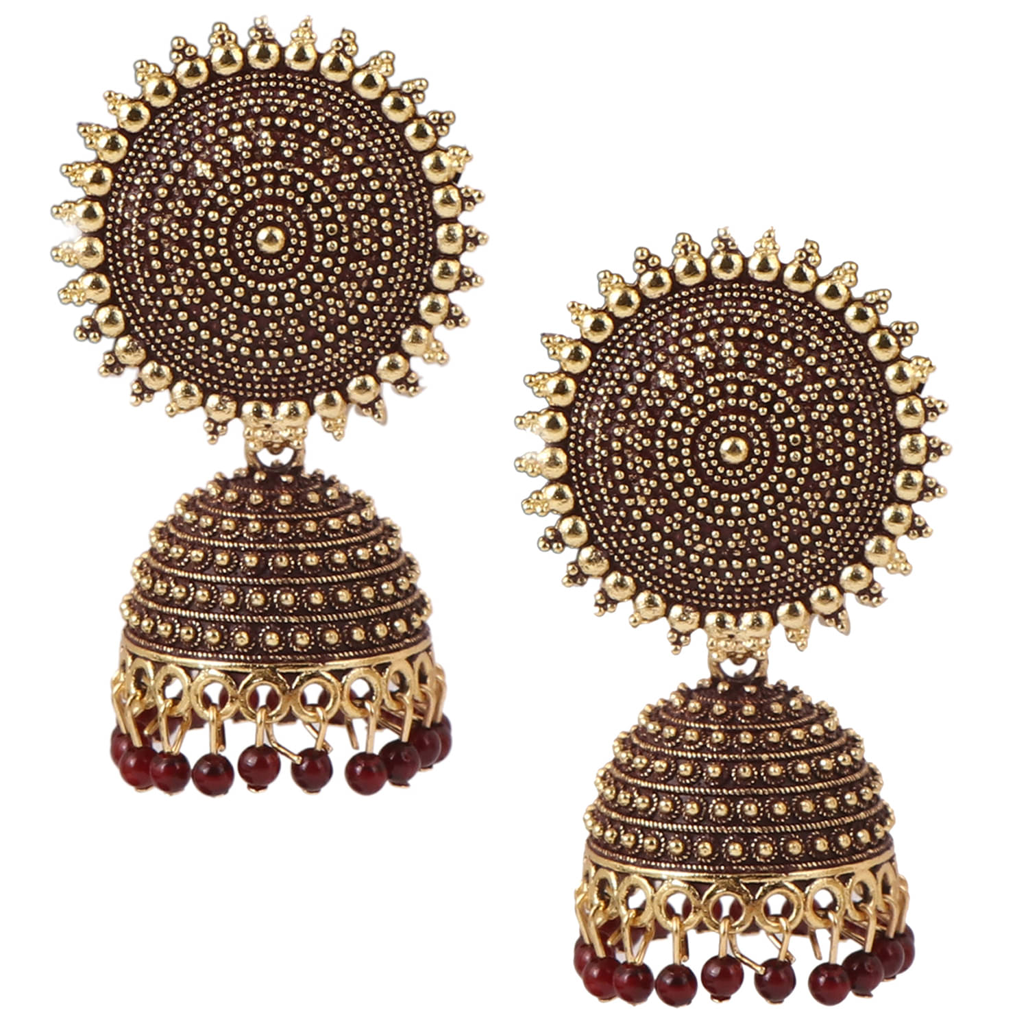     			Keviv Maroon Jhumki Earrings ( Pack of 1 )