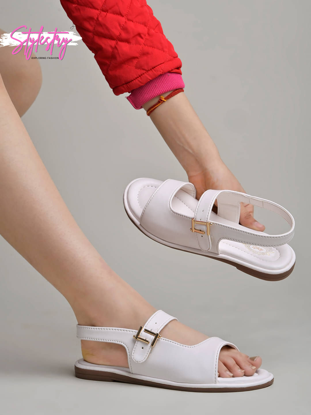     			Stylestry White Women's Flats