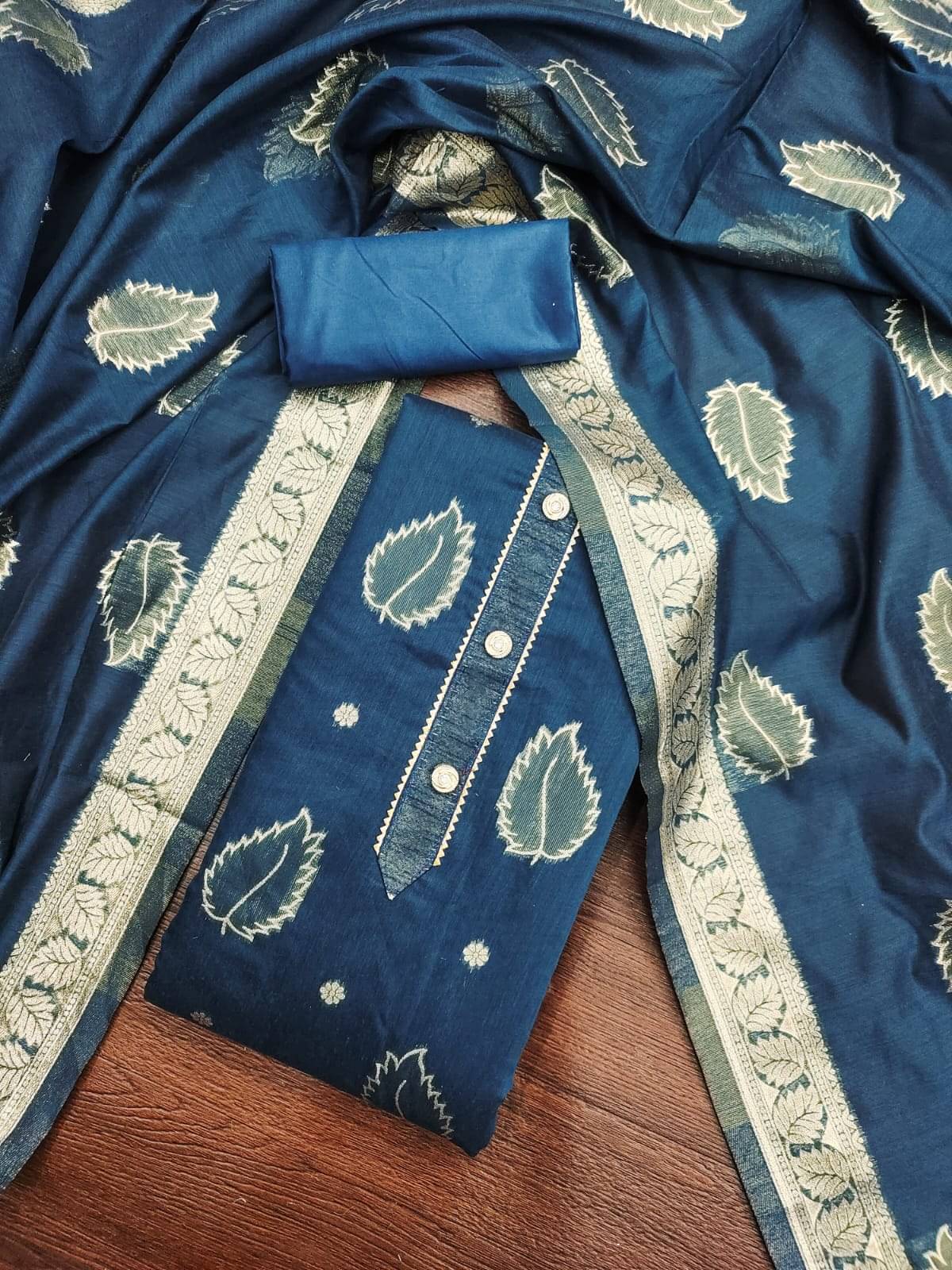 ALSHOP Unstitched Silk Blend Printed Dress Material - Blue ( Pack of 1 ) ALSHOP Unstitched Silk Blend Printed Dress Material - Blue ( Pack of 1 )