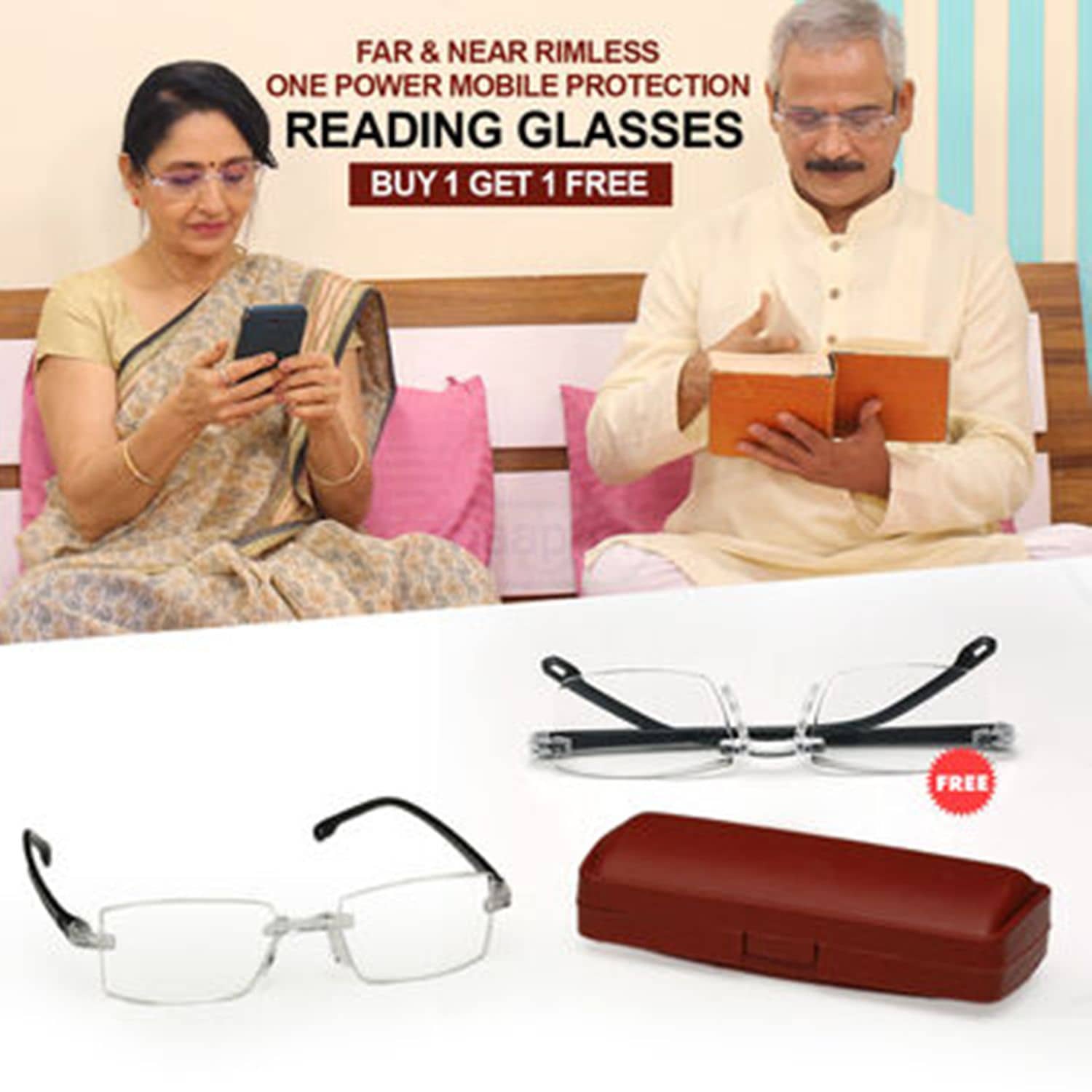 Abrexo Oval Rimless Reading Glasses