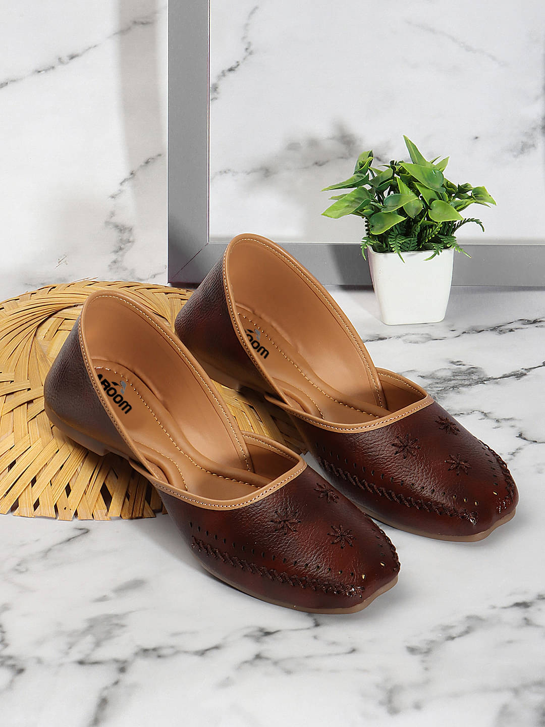     			Aroom Brown Women's Ethnic Ballerinas