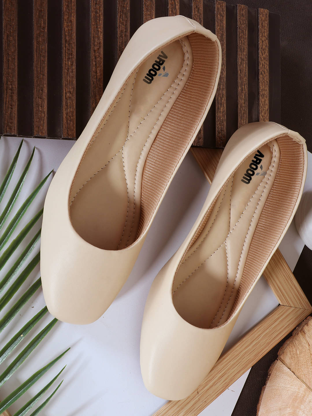     			Aroom Cream Women's Formal Ballerinas