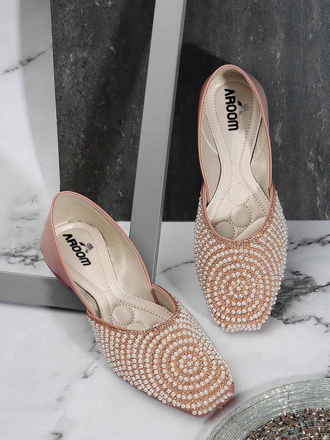 Aroom Peach Women's Ethnic Ballerinas Aroom Peach Women's Ethnic Ballerinas