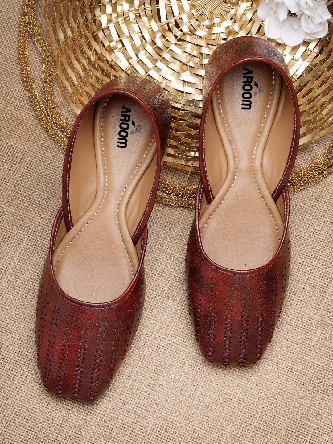 Aroom Red Women's Ethnic Ballerinas Aroom Red Women's Ethnic Ballerinas