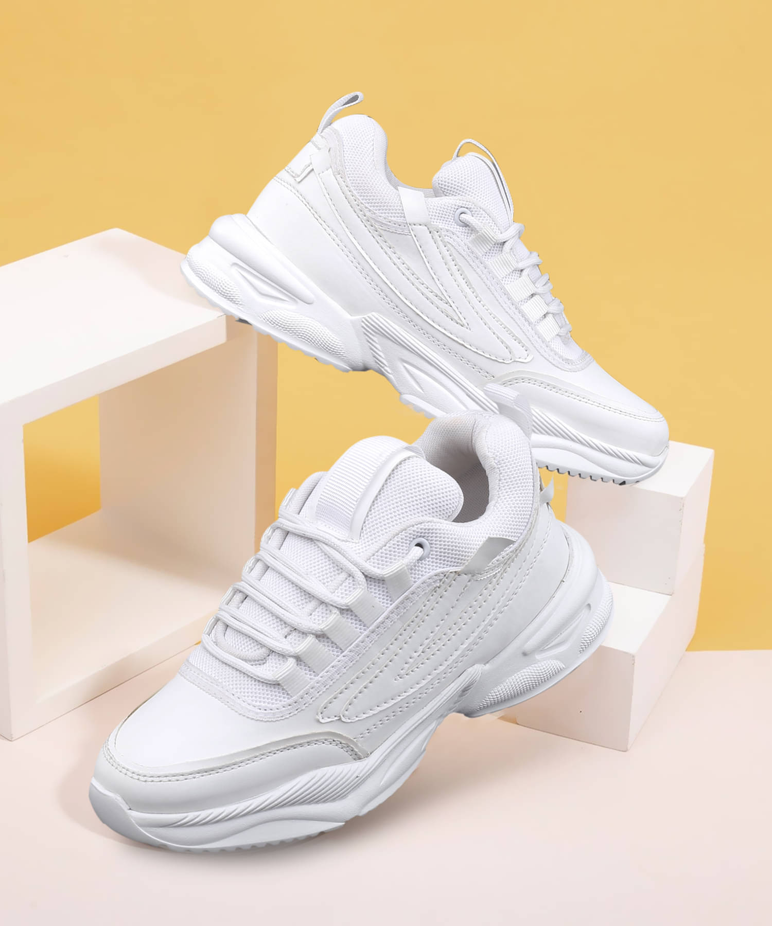     			Aroom White Women's Sneakers